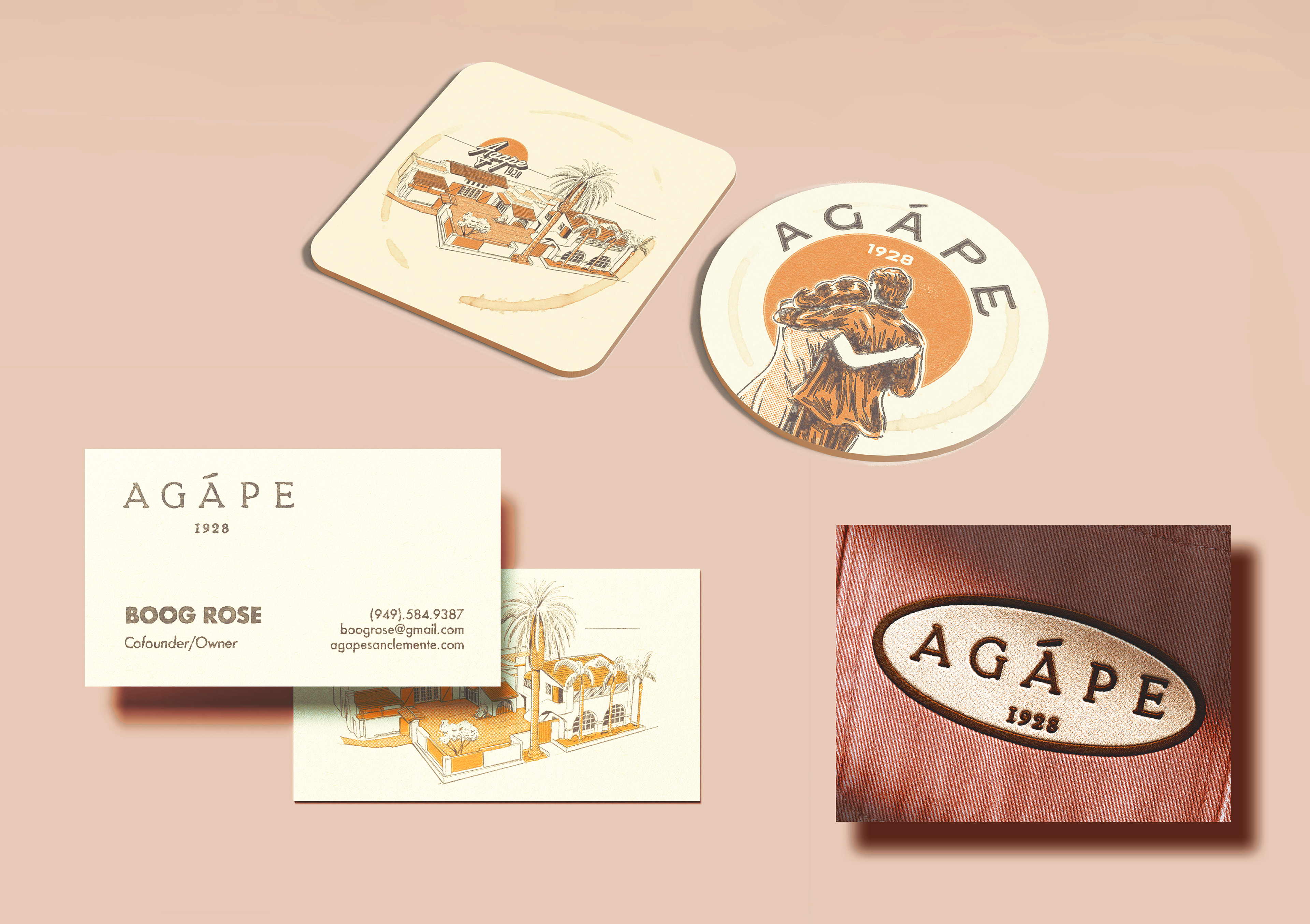 Coaster, business card and patch designs