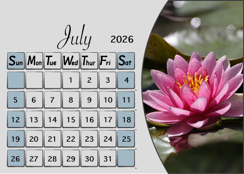 Meijer Generic Desk Calendar Design for July