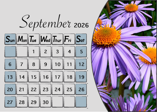 Meijer Generic Desk Calendar Design for September
