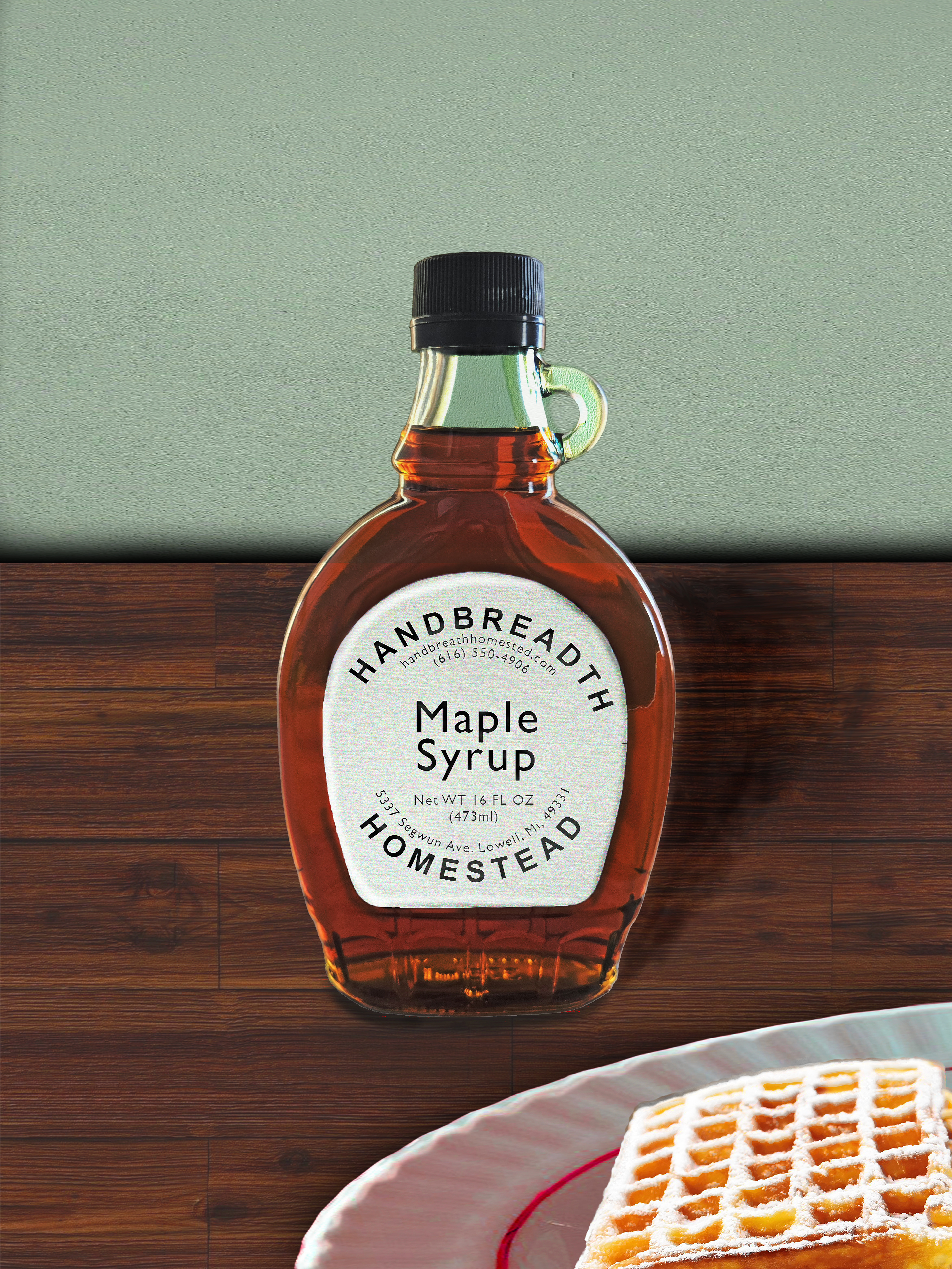 Product Placement for Handbreadth Homestead's Maple Syrup Bottles
