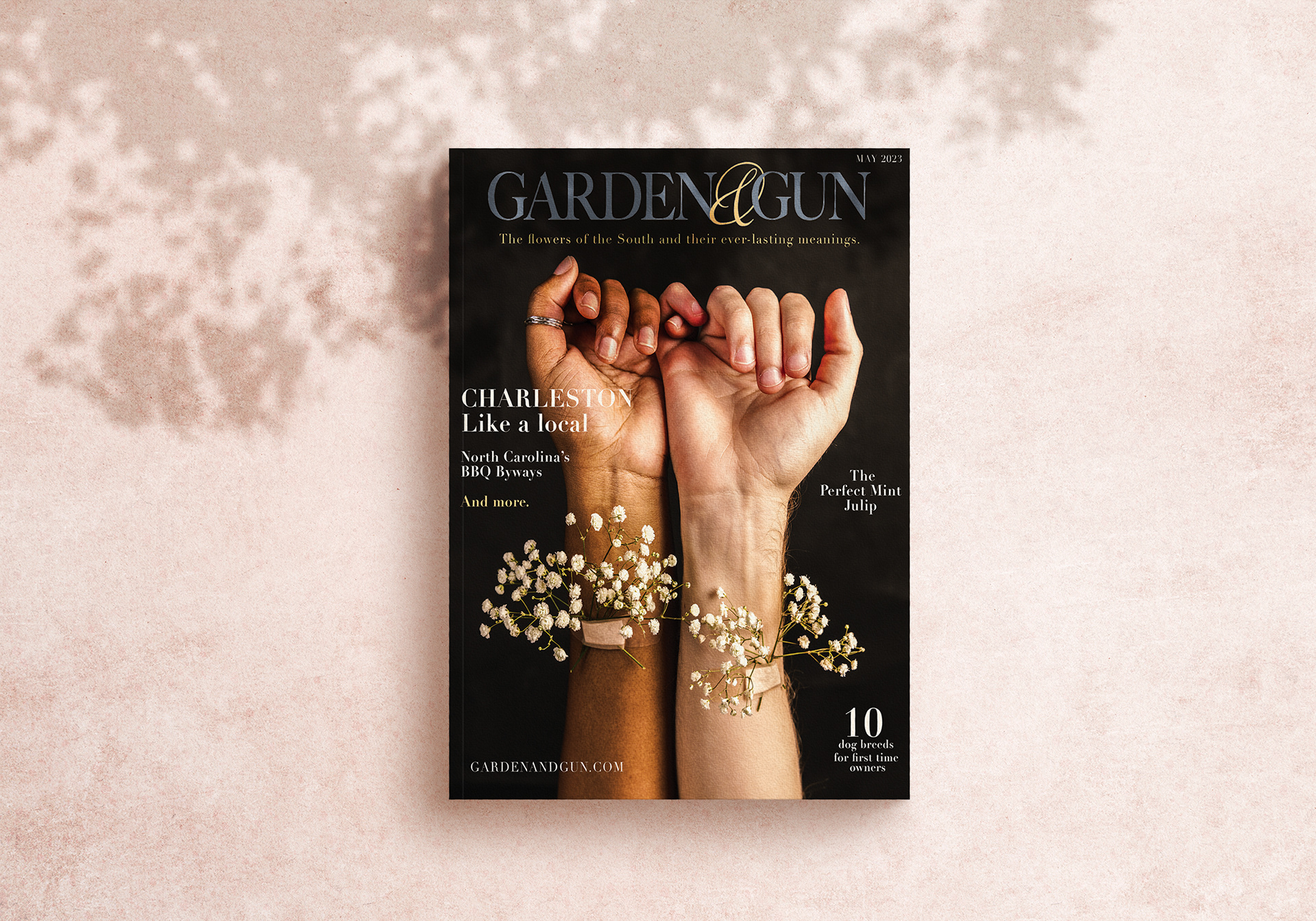A cover design created for and inspired by Garden & Gun. Photography done in-studio with artificial lighting.