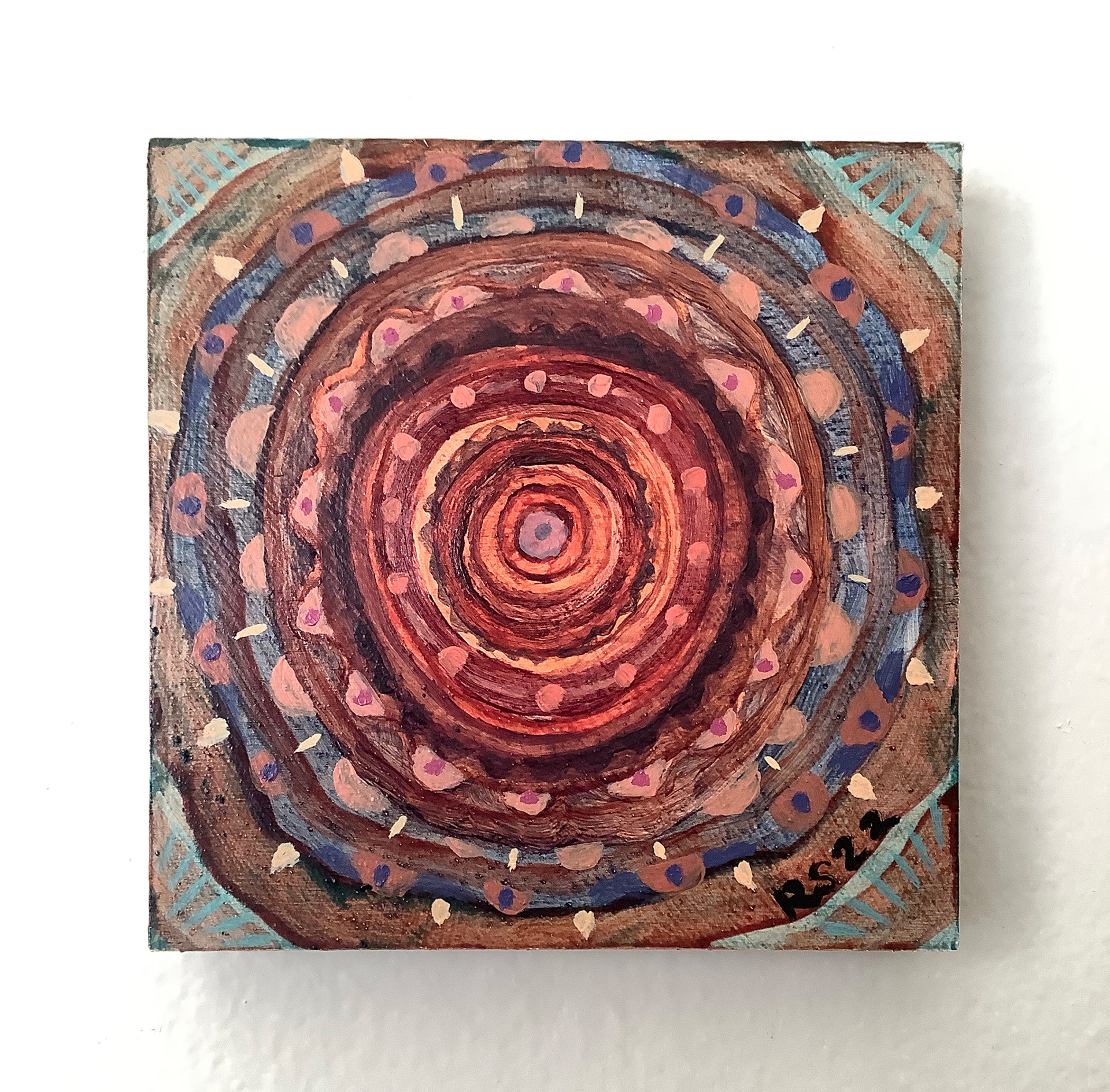 Tree Rings, 6" x 6" acrylics on wood panel