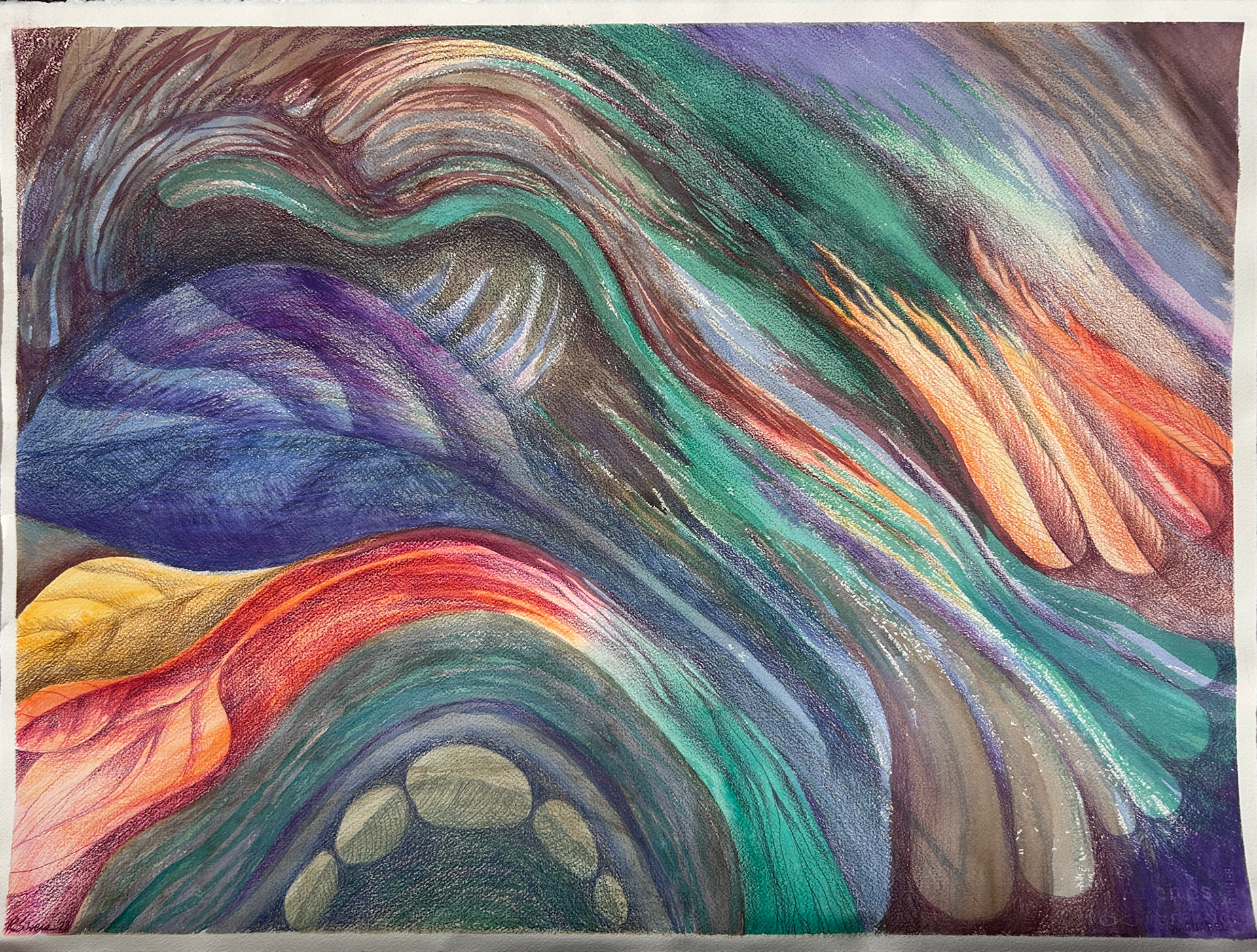 Decompose,  30" x 22" mixed media