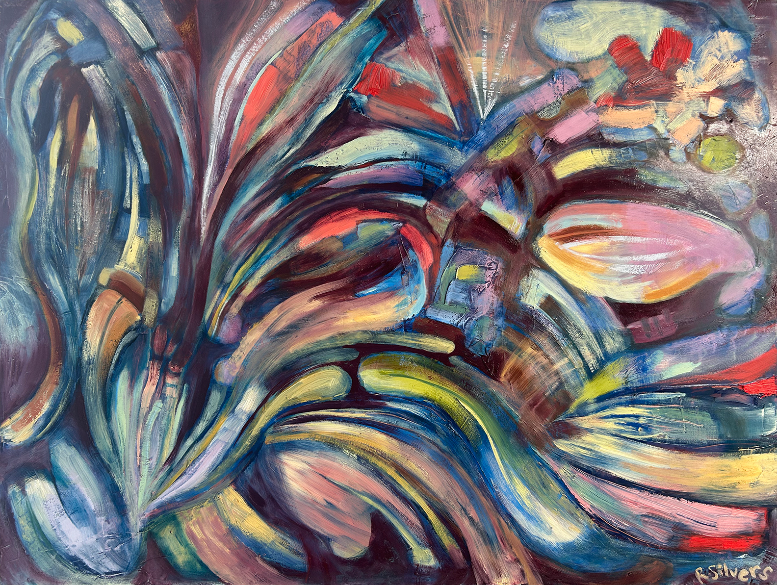 Algae And Moonlight, 2026 Oil On Wood Panel  18” x 24” x .5” $1500