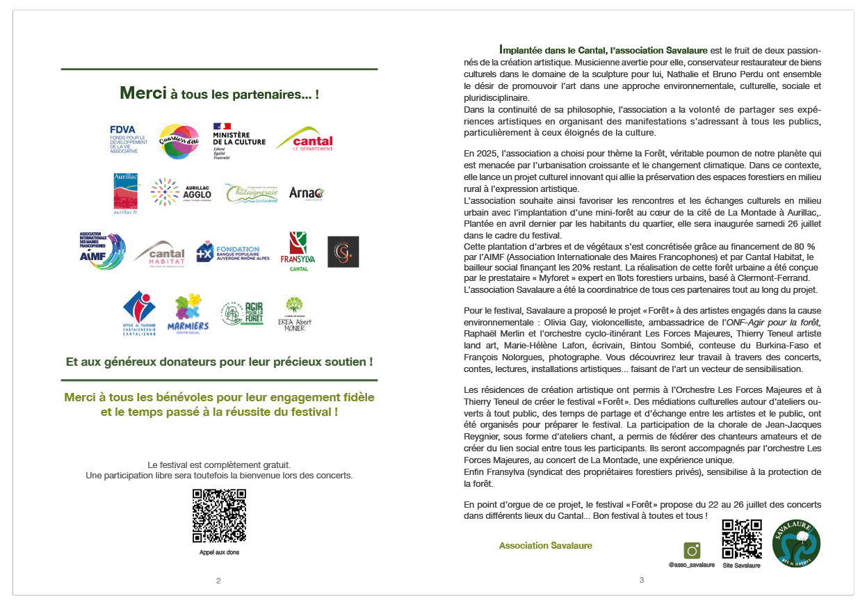 Programme 8 pages "Forêt" - Savalaure