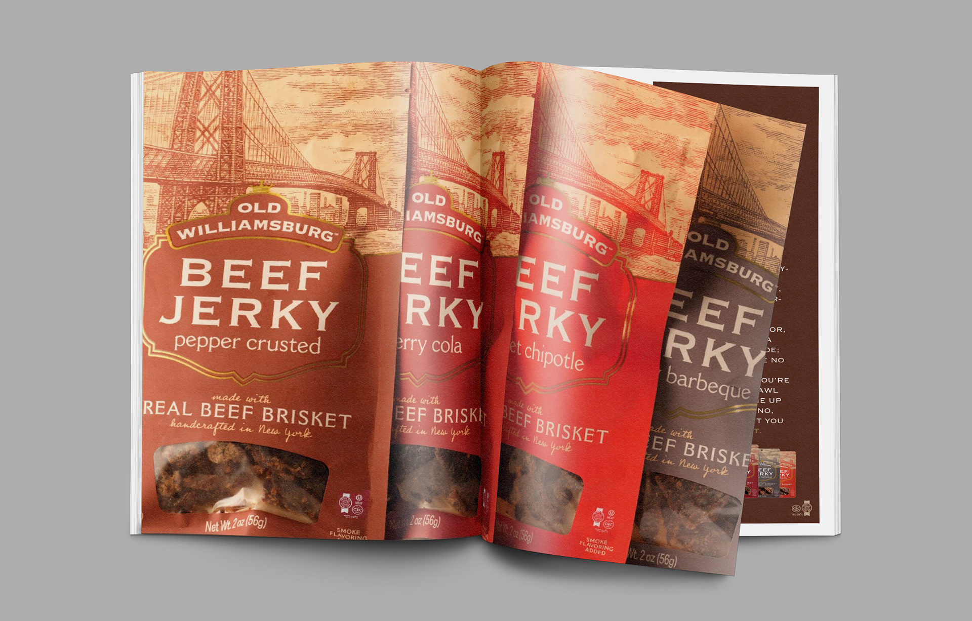 Old Williamsburg Beef Jerky packaging, photography provided by Heart.Works