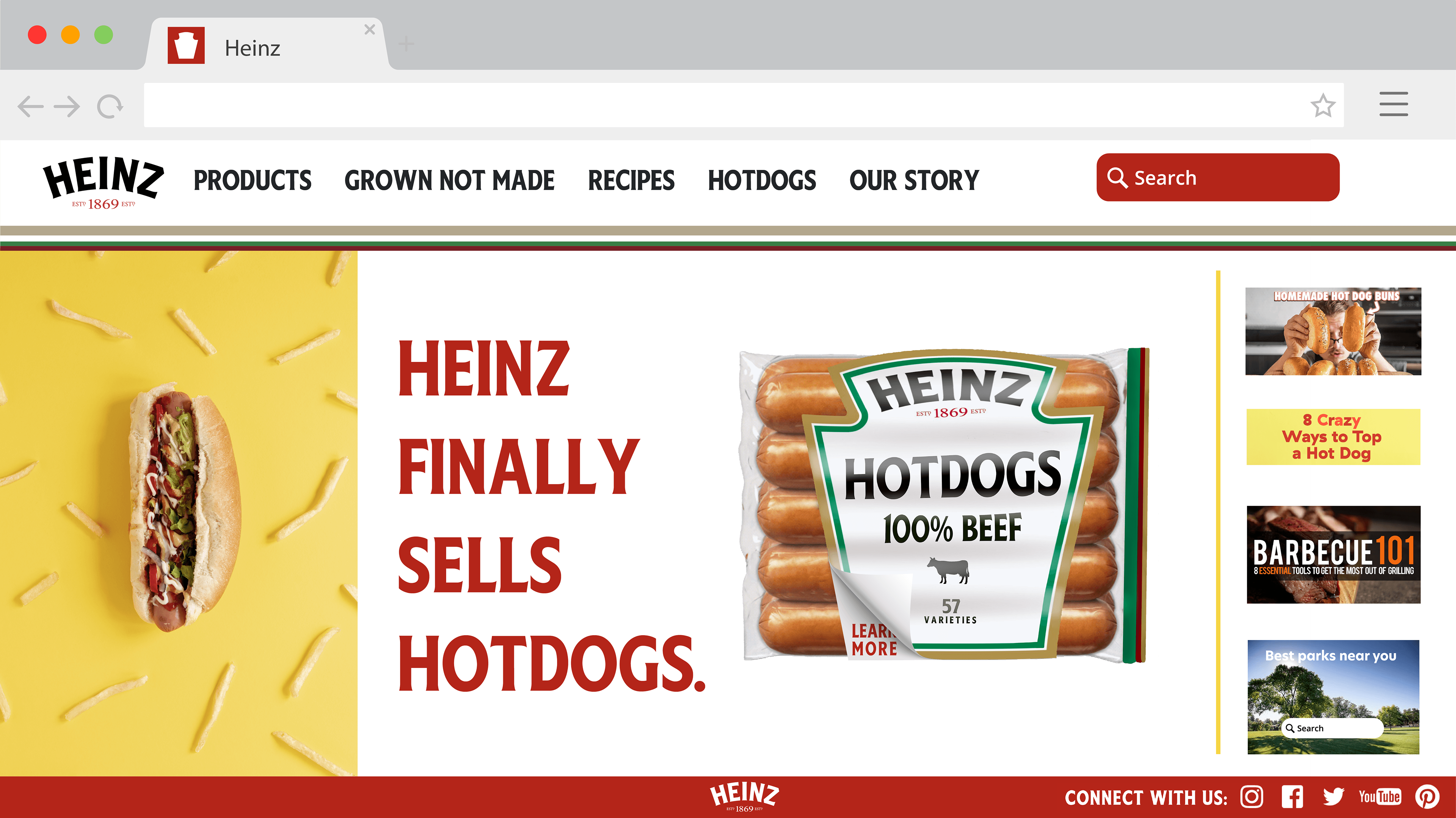 Mock website homepage