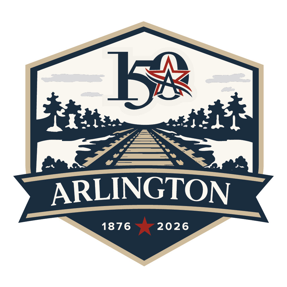 Sticker set from 150 years in Arlington