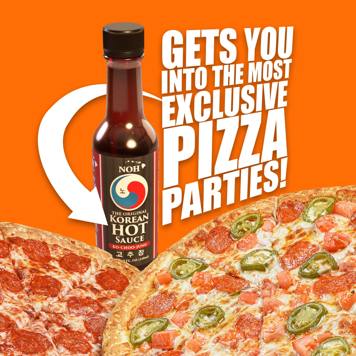 Designed a high-energy social media post positioning NOH Korean Hot Sauce as a bold flavor upgrade for pizza nights and casual gatherings. Strong typography, vibrant color, and prominent product placement create a scroll-stopping visual built for engagement and brand recognition.