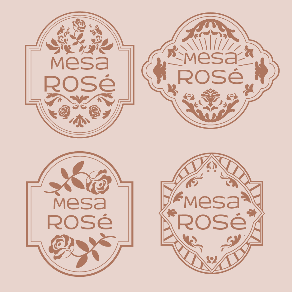 Custom logo design for 'Mesa Rose,' a restaurant blending the meanings of 'mesa' (table) and 'rose,' symbolizing both elegance and rustic charm in its branding.