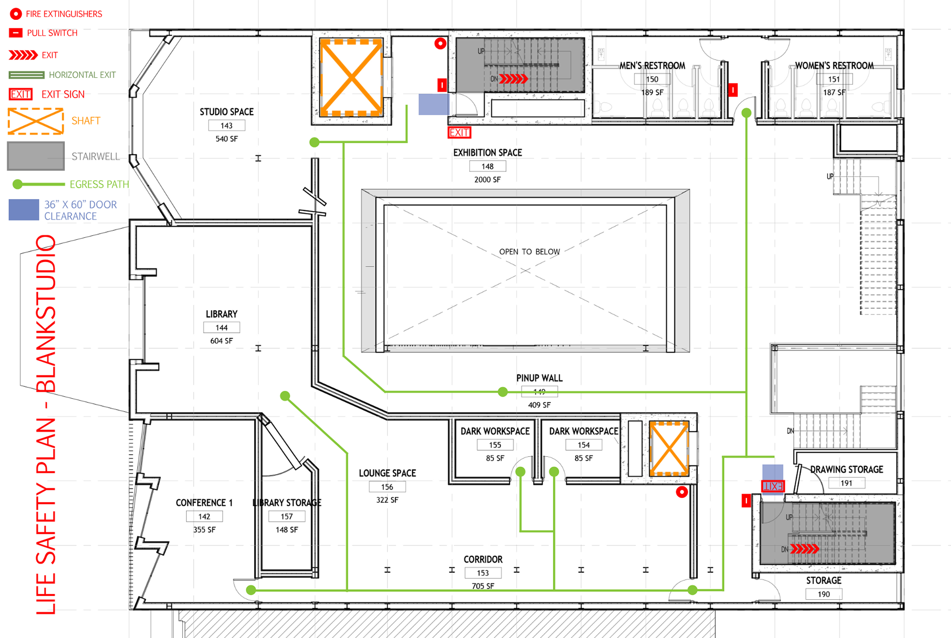 SECOND FLOOR LIFE SAFETY PLAN
