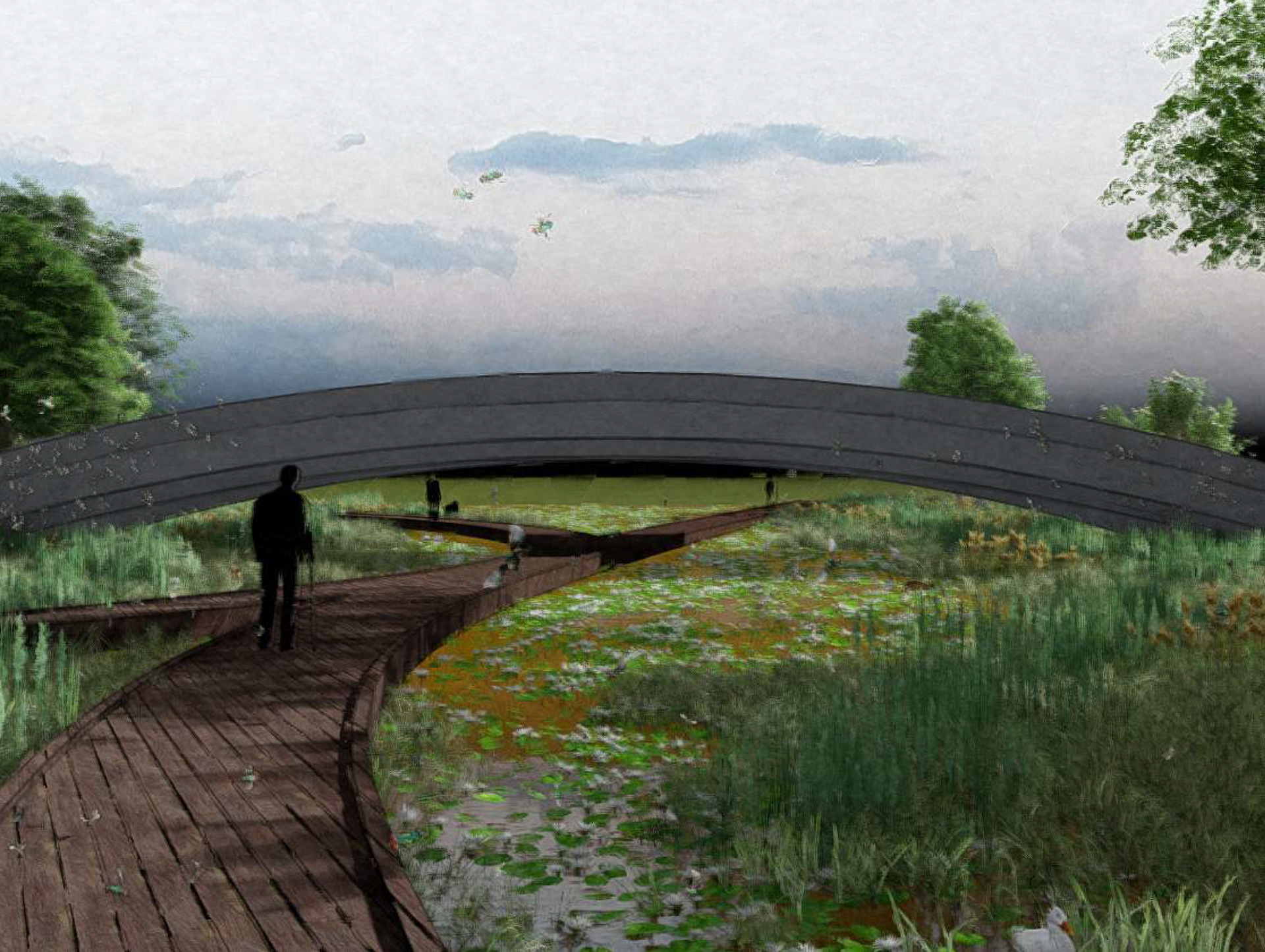 FROM ELEVATED WALKWAY