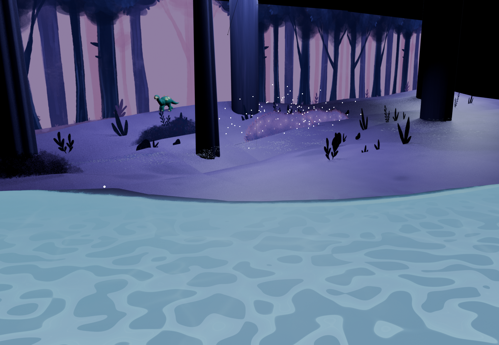 Moving, transparent water