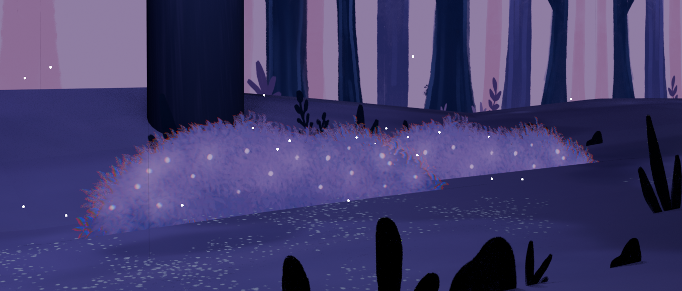 Glowing, moving firefly bush