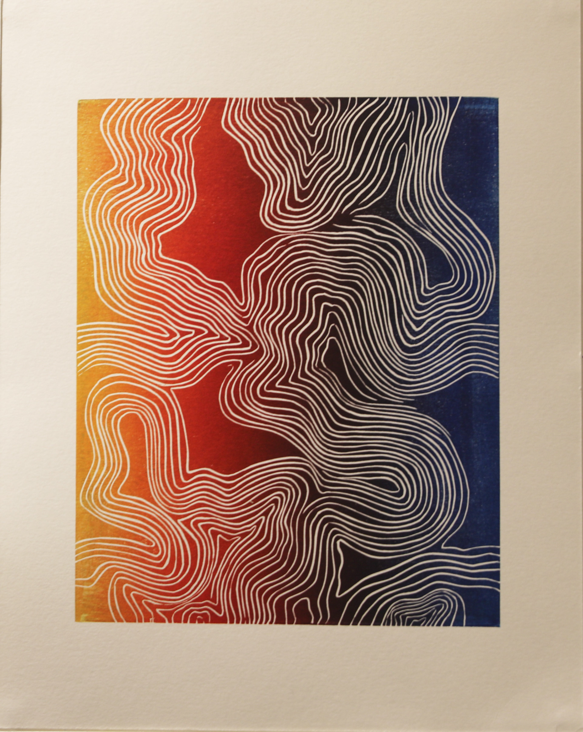 Linocut on paper, 11" x 14", 2025