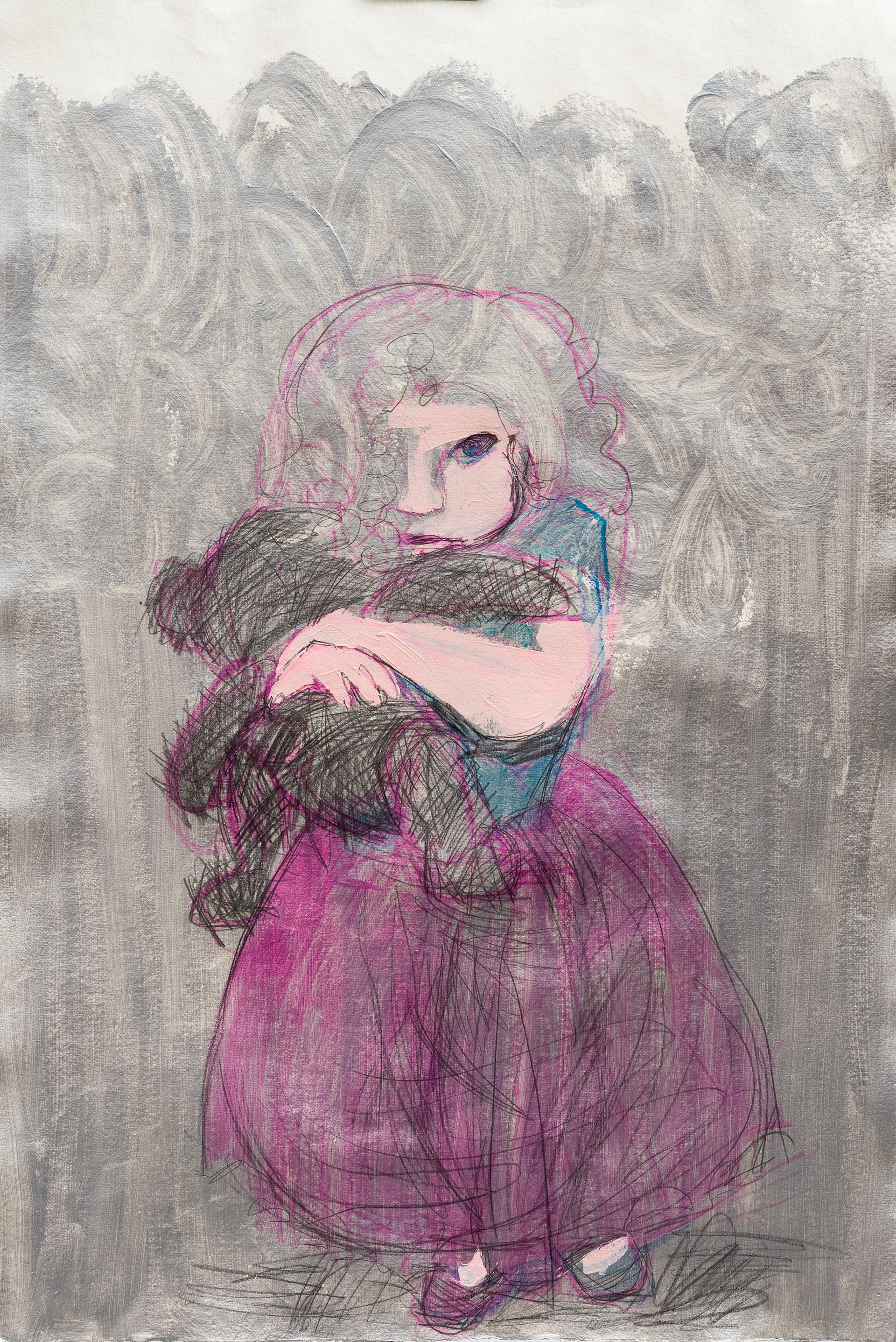 Untitled, mixed media on Khadi paper, 100x80 cm.