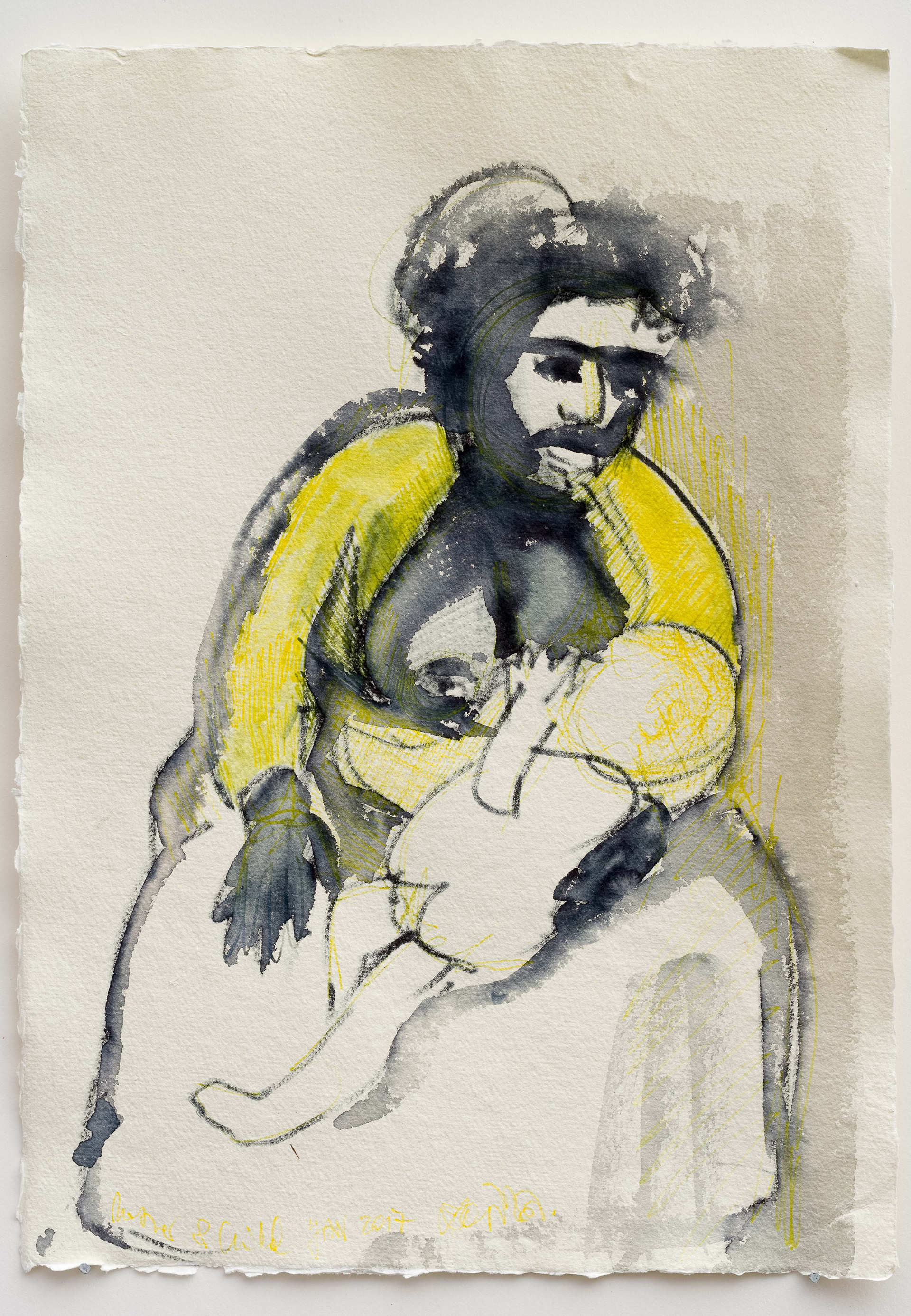 Madonna Lactans, pens and watercolour on paper, 297x420 mm.