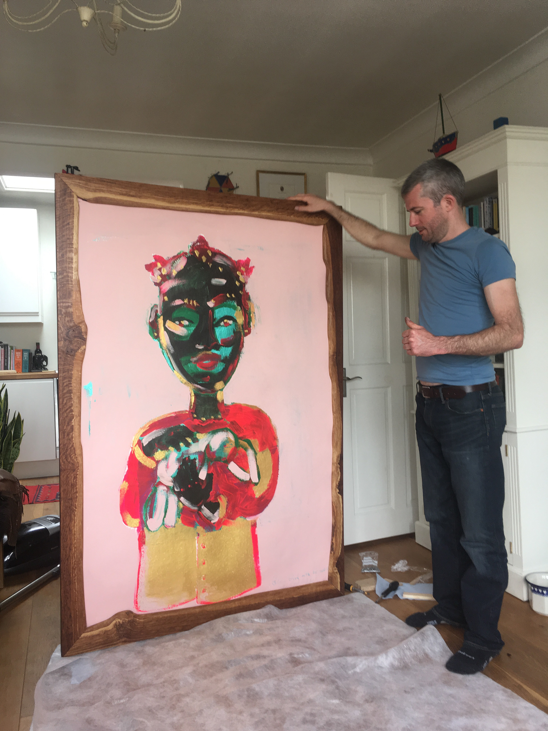 Little Miss Sunshine, in a fabulous, handcrafted oak frame chosen by a buyer.