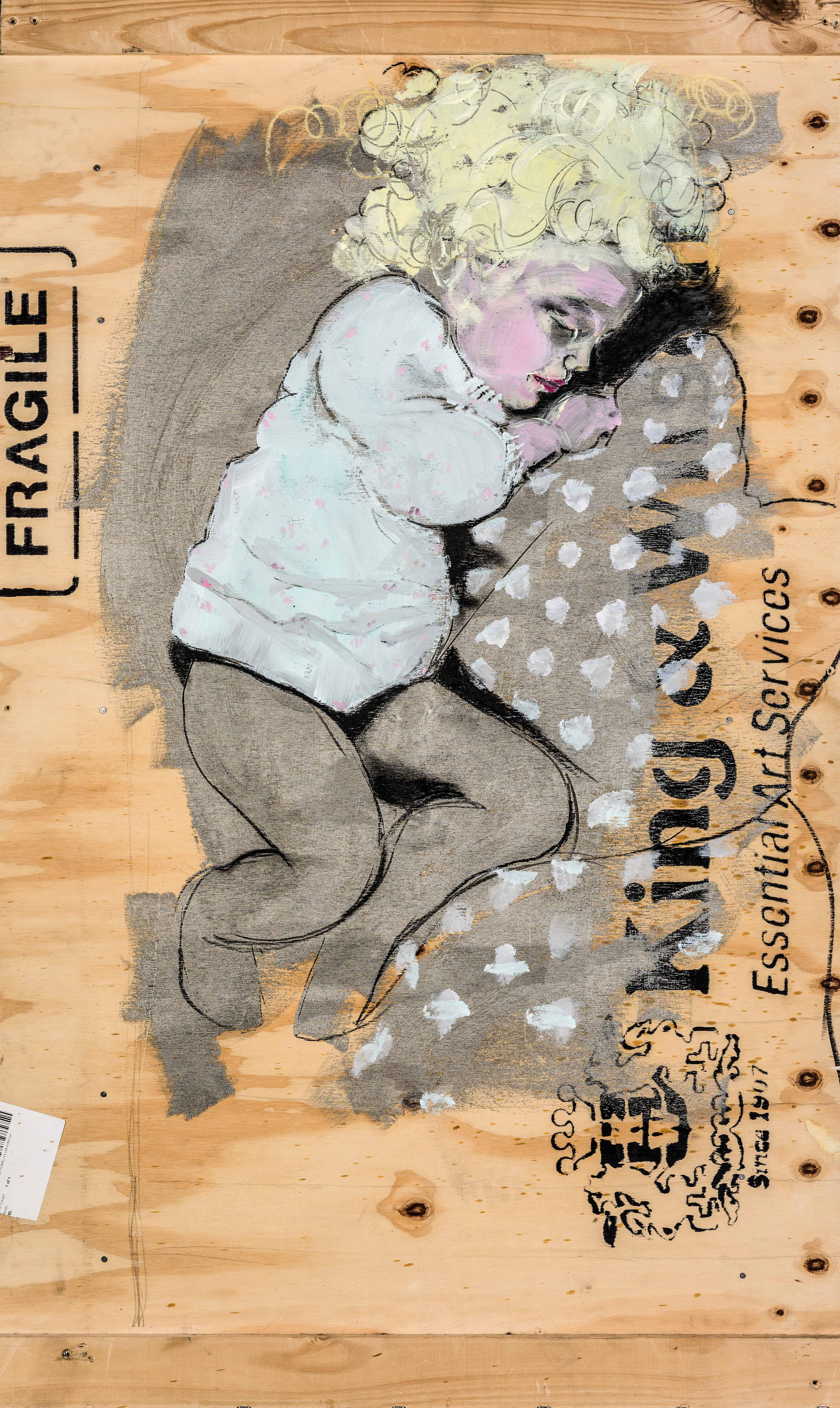 Dream, mixed media on wooden panel.