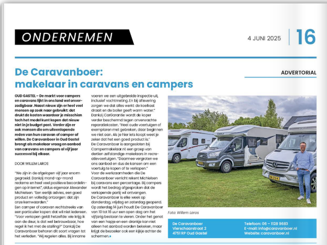 Advertorial Caravanboer