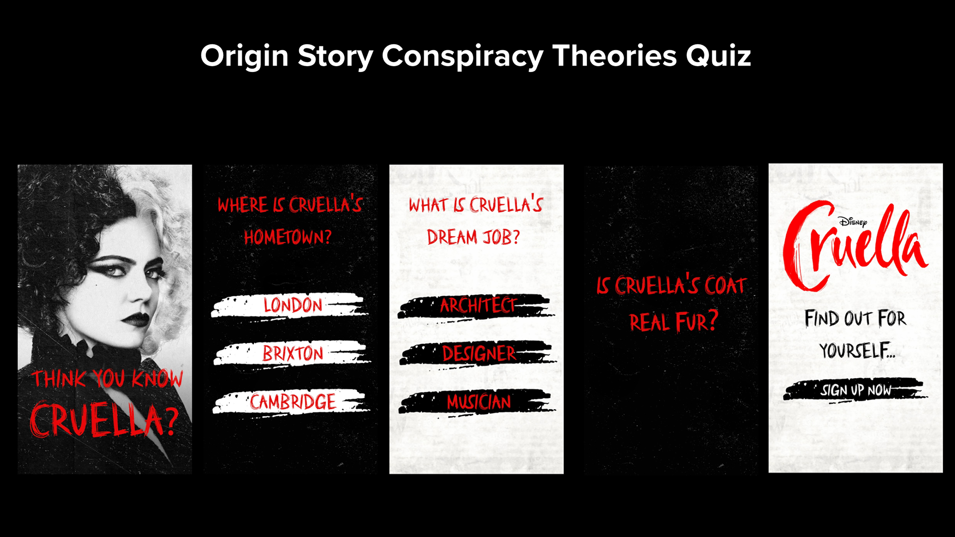 Initial storyboard for the Instant Experience