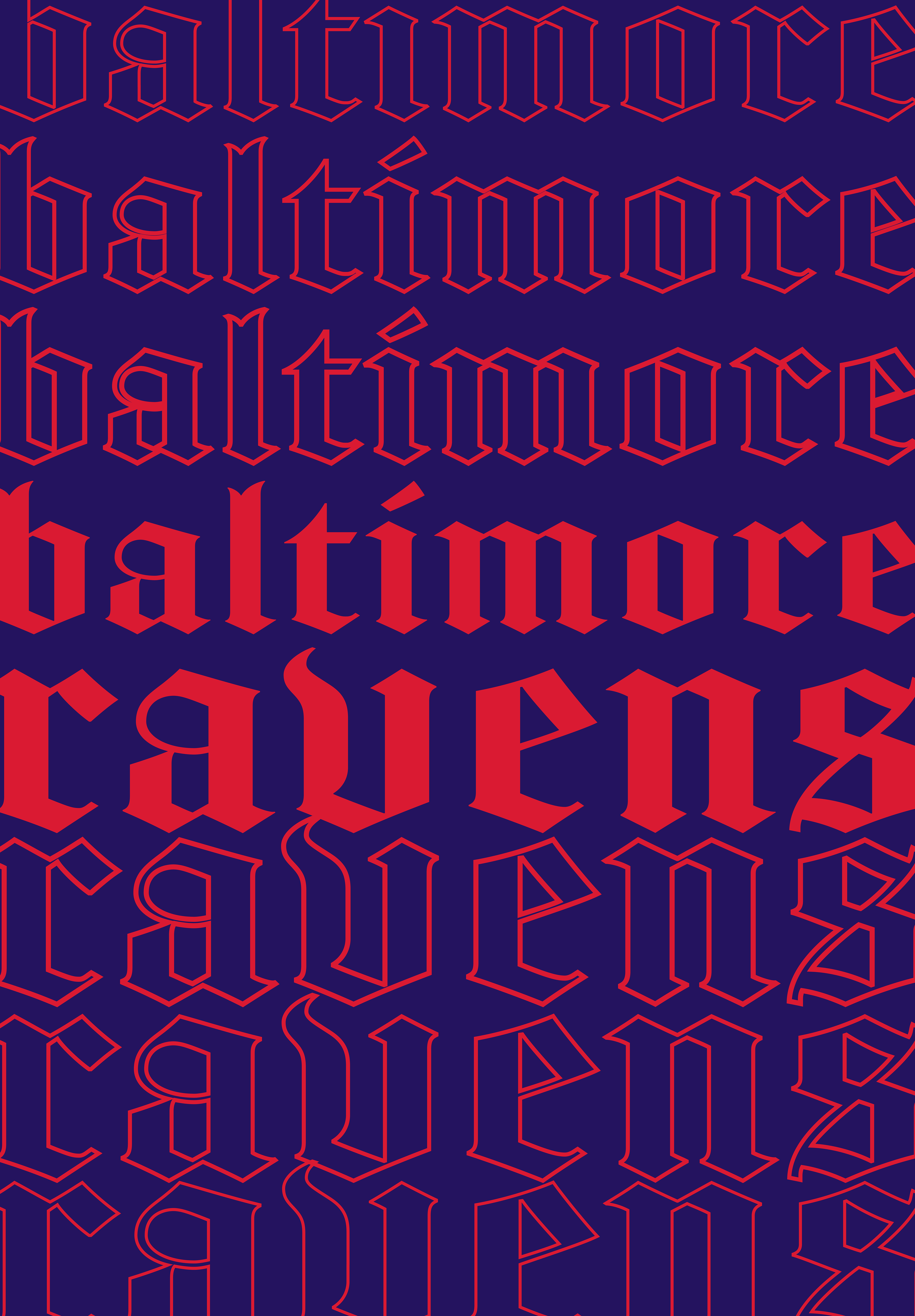 Baltimore Ravens Gothic Font Poster Red Purple