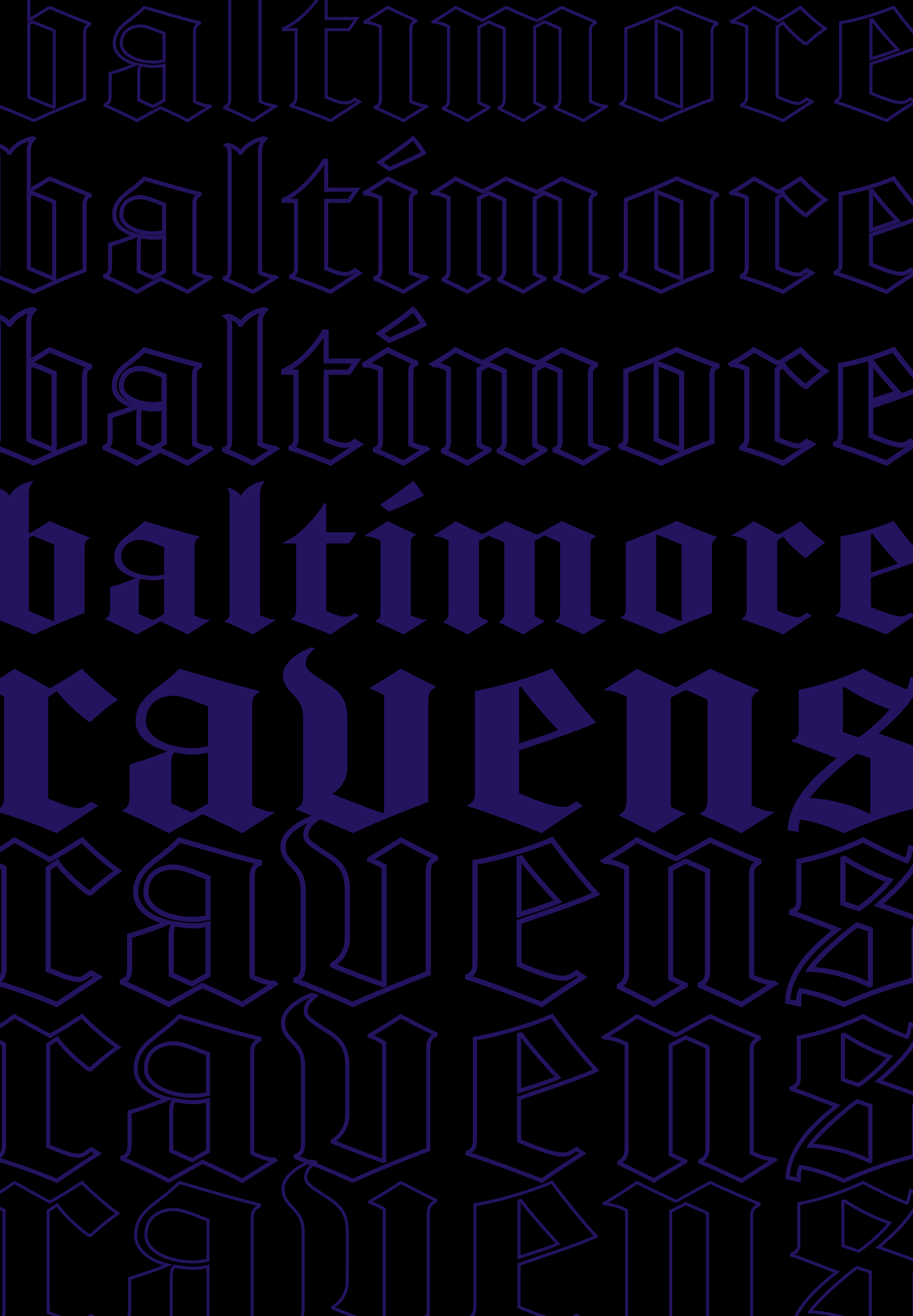 Baltimore Ravens Gothic Font Poster