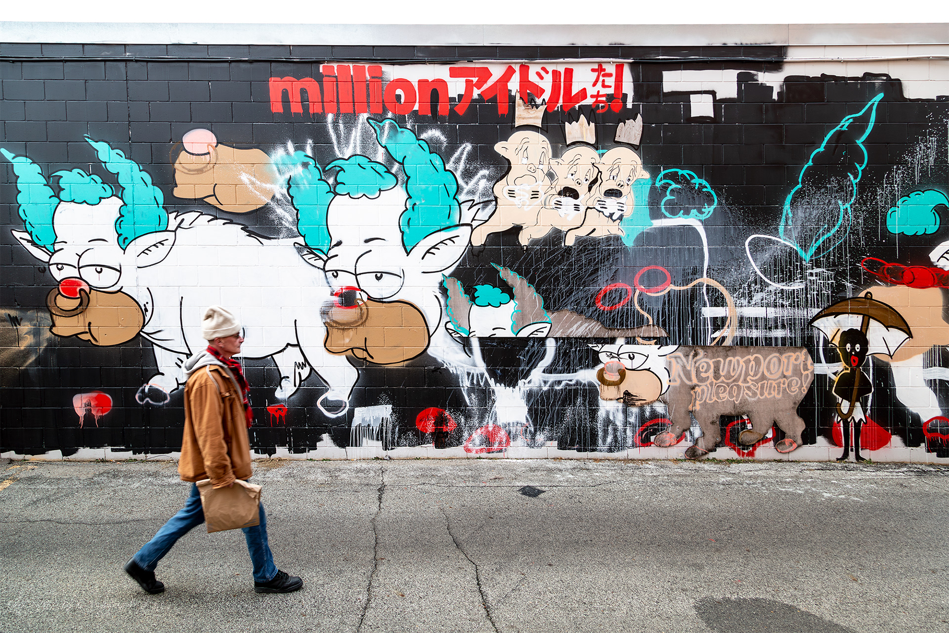Artist Brad Ball in foreground