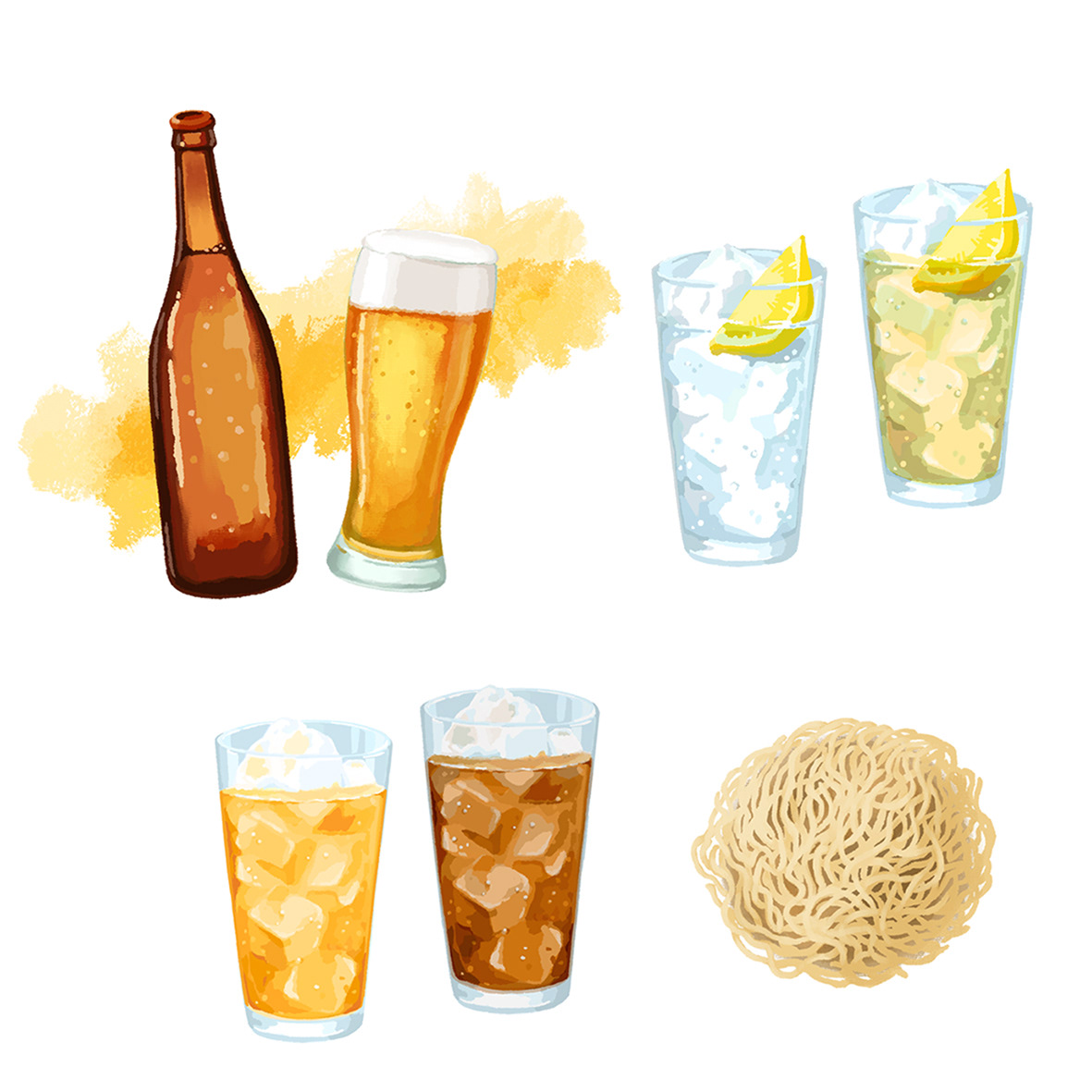 ラーメン店メニュー用イラスト・ドリンク,替玉(2025)