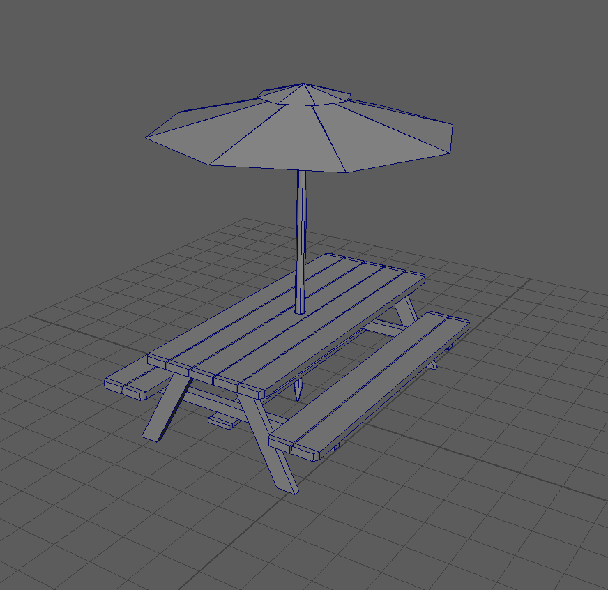 Table w/ Umbrella (Wireframe)