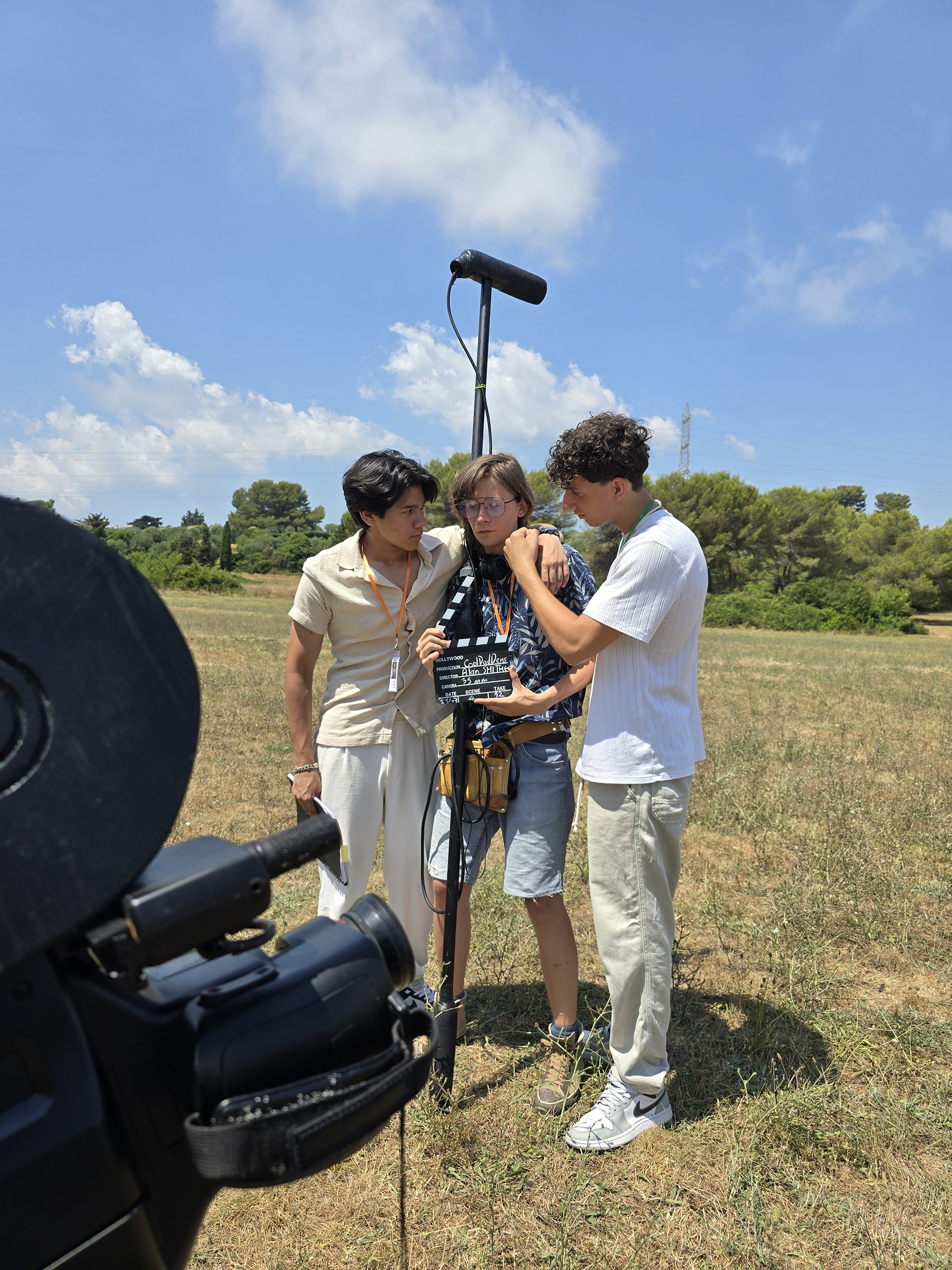 Tournage à l'Étang de Fontmerle : Noé Després, Liron Pariente, Rayan El Tawansy-Nicoletti