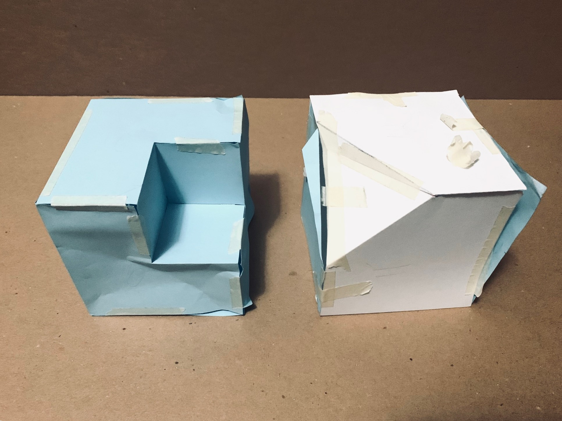 Cubes side by side showing alterations