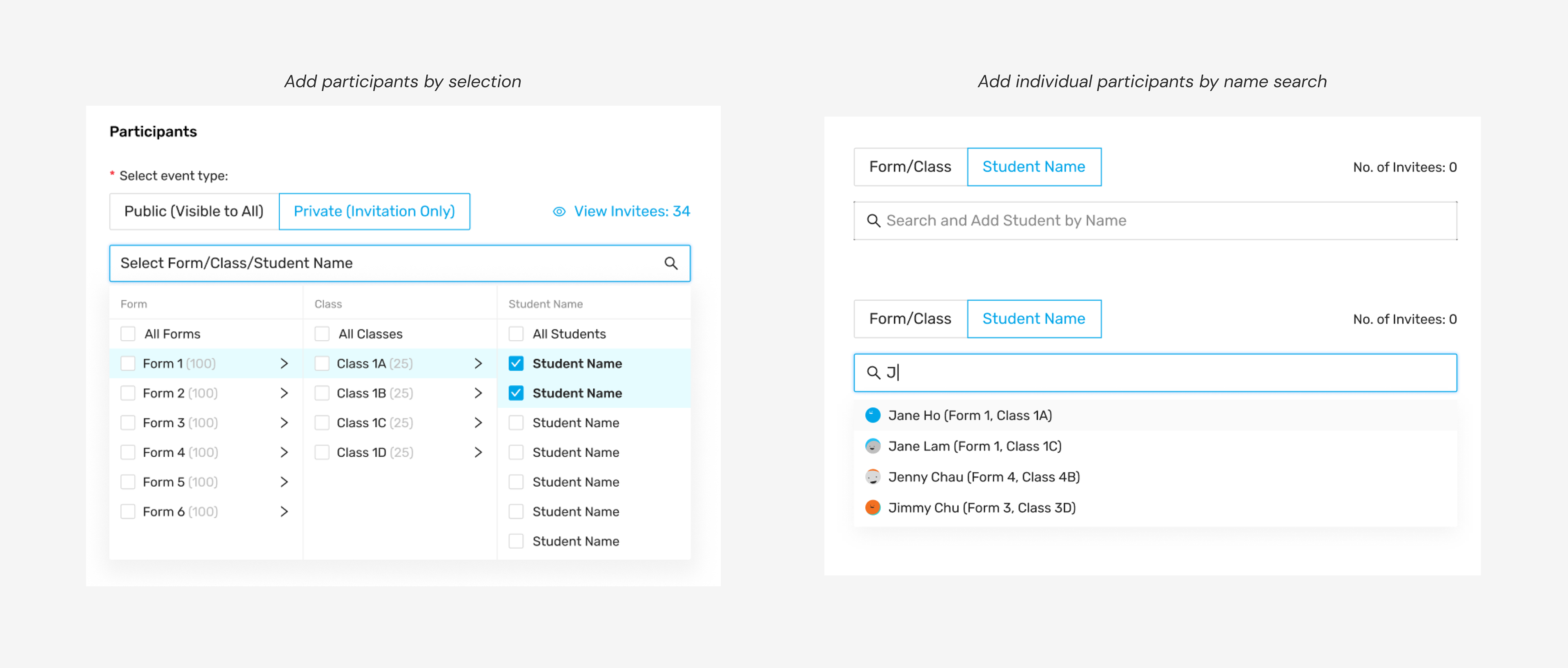 UX problem: adding participants checkbox dropdown