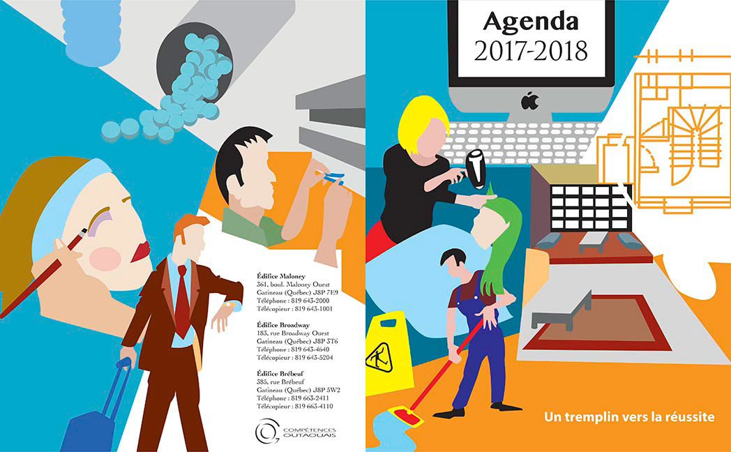 Couverture 2017-2018 représentant tous les programmes disponibles à Compétences Outaouais