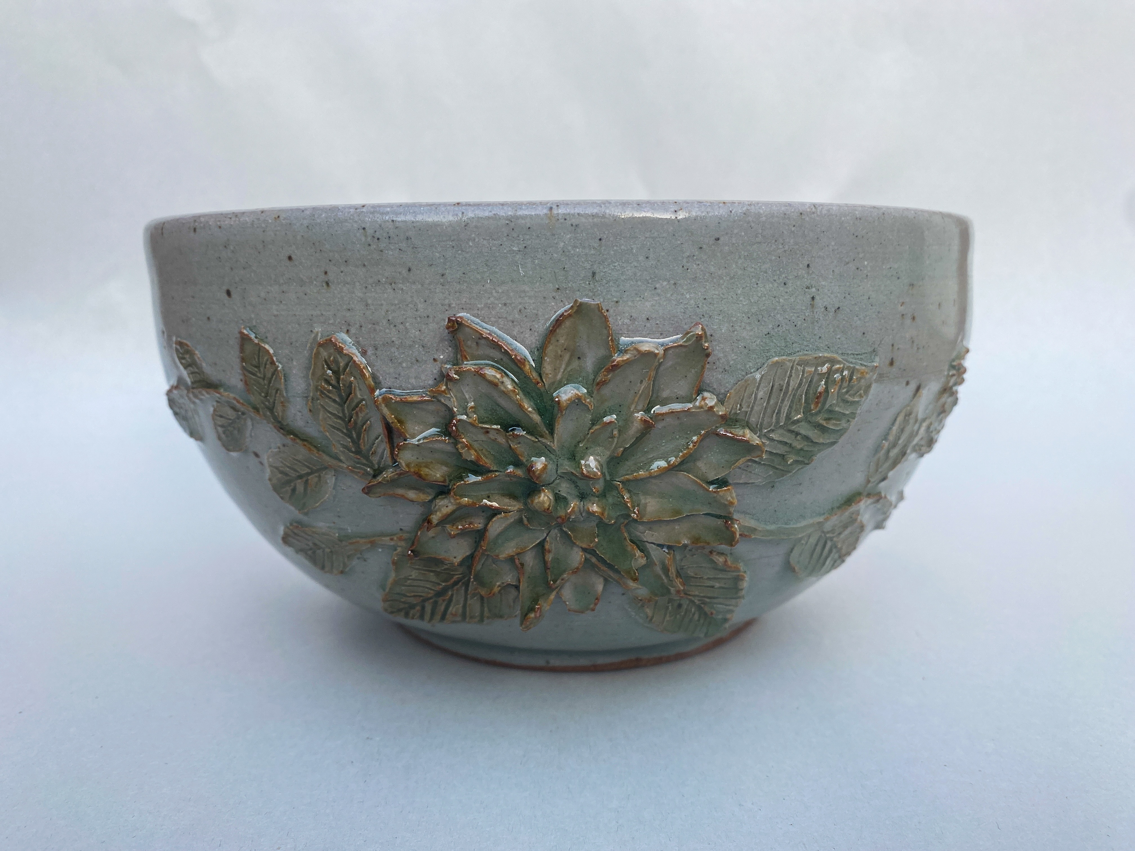 Slip Flower Serving Bowl