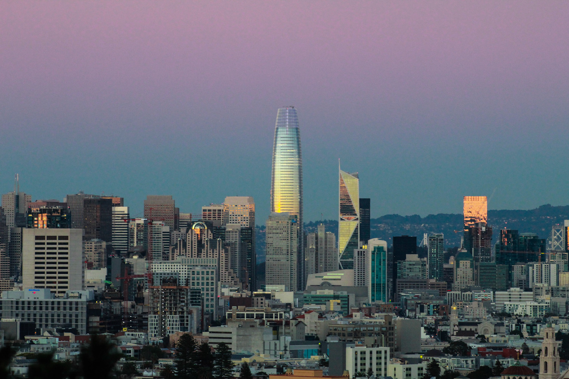 Downtown San Francisco at Sunset - shot with a 75-300mm zoom lens