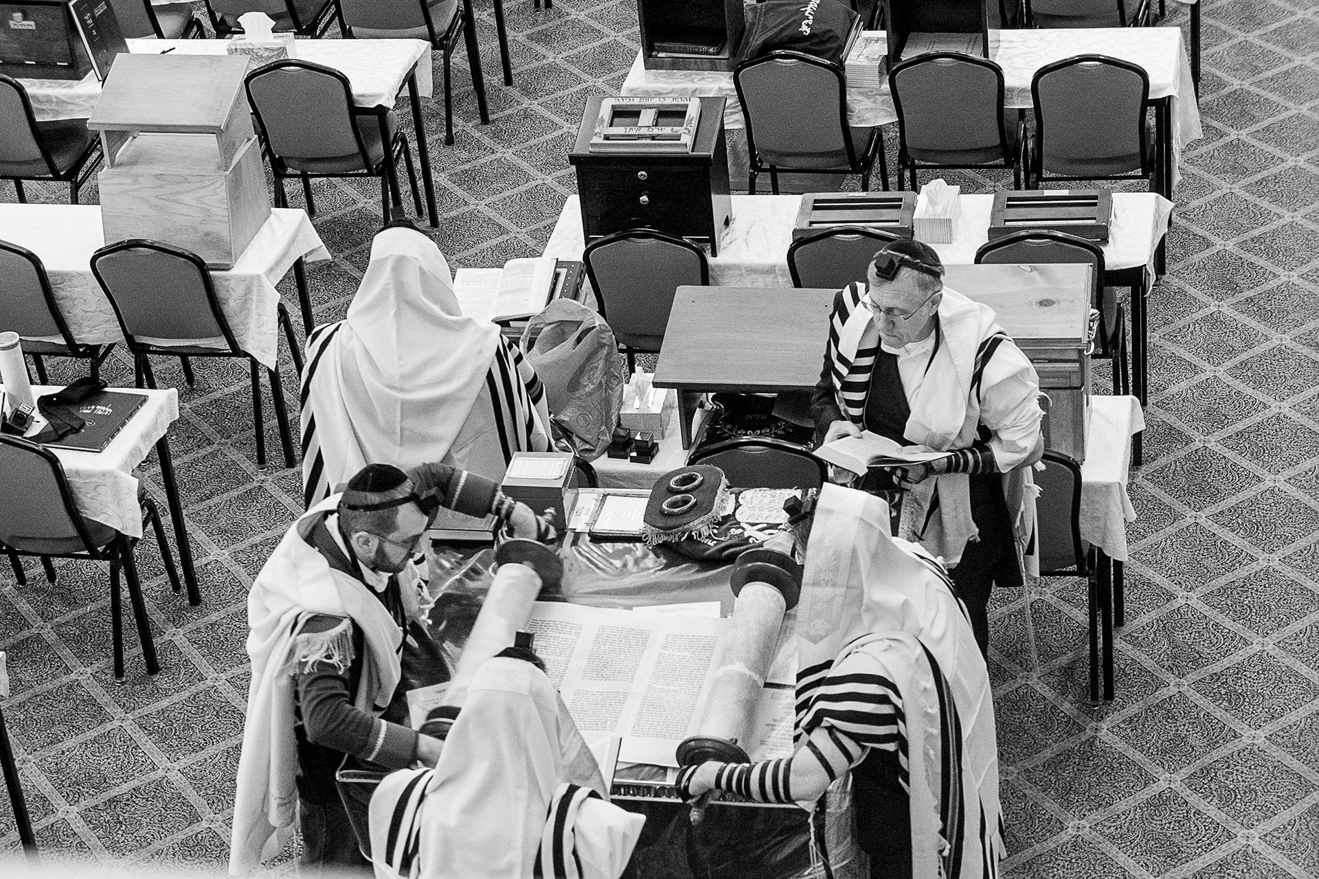 Torah reading (in the Ultra Orthodox Agudath Israel shul) on Purim morning. (Edison, NJ. 2018)