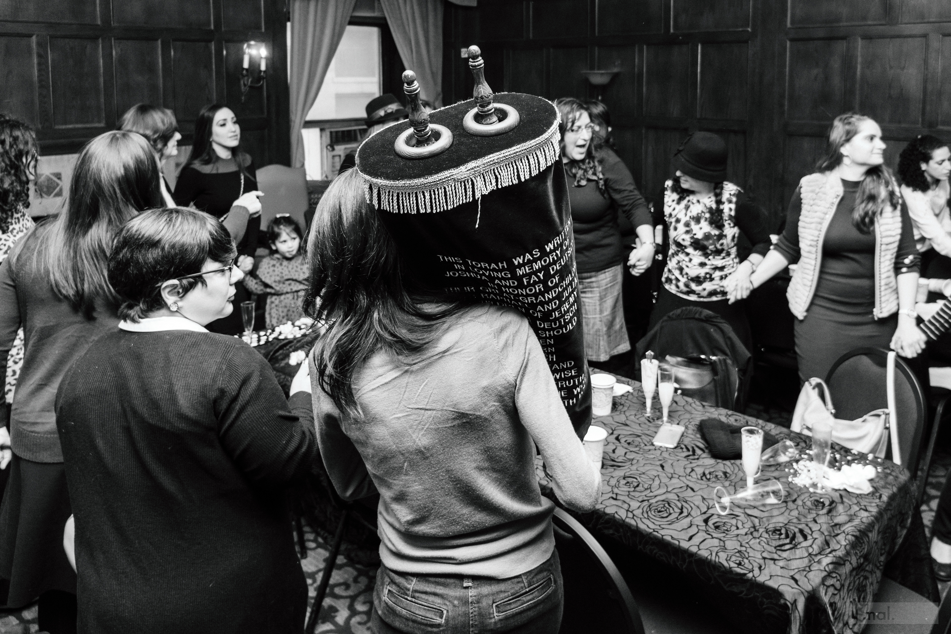 A celebration on the dedication of a new Torah Scroll at the Manhattan Jewish Experience, a young professionals' (Modern Orthodox) community in NYC. (New York, NY. 2018)