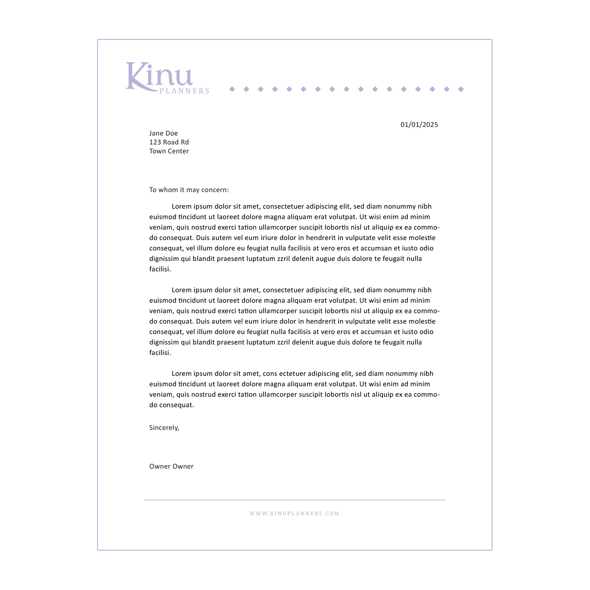 Kinu Planners Letterhead