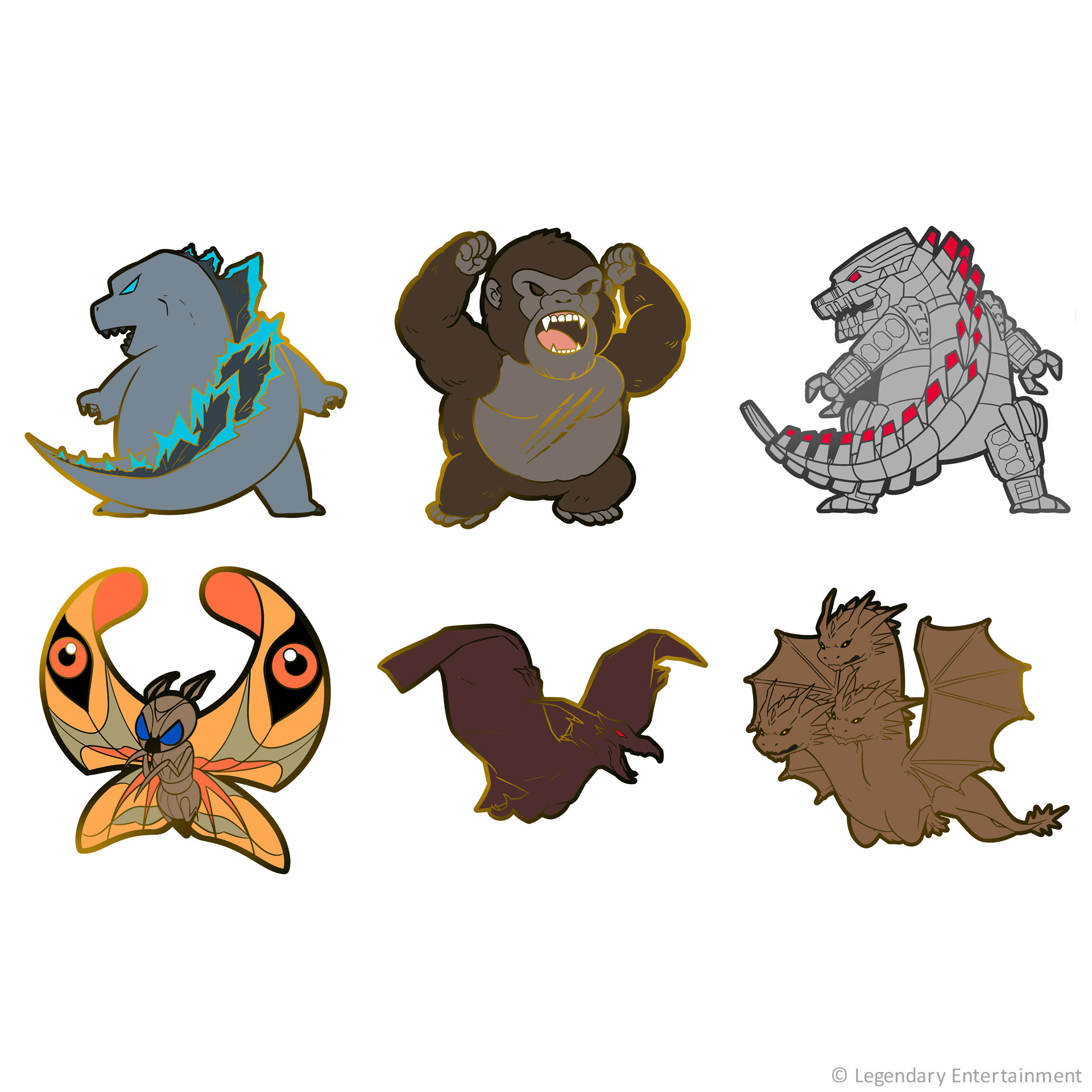 Enamel Pin Set: Godzilla Monsters