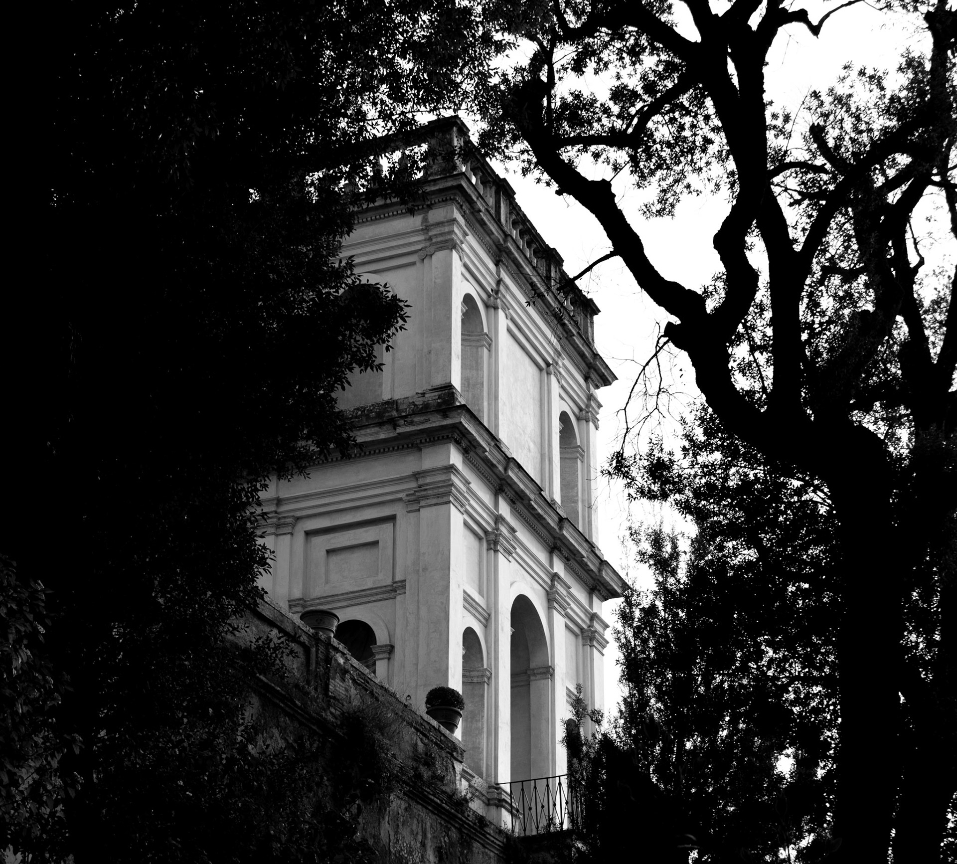 An old villa in a garden outside of Rome