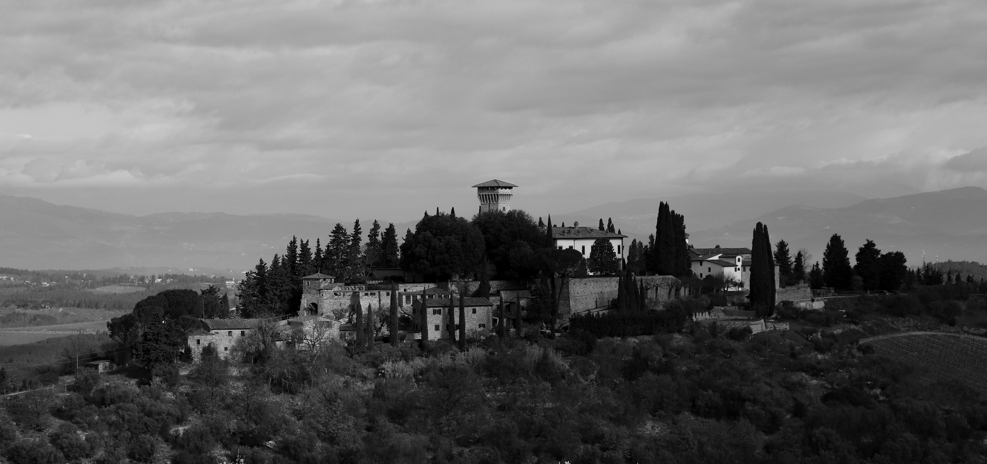 Chianti, Italia is the region of Tuscany outside of Firenze and is full of vineyards and original castles that go back generations.