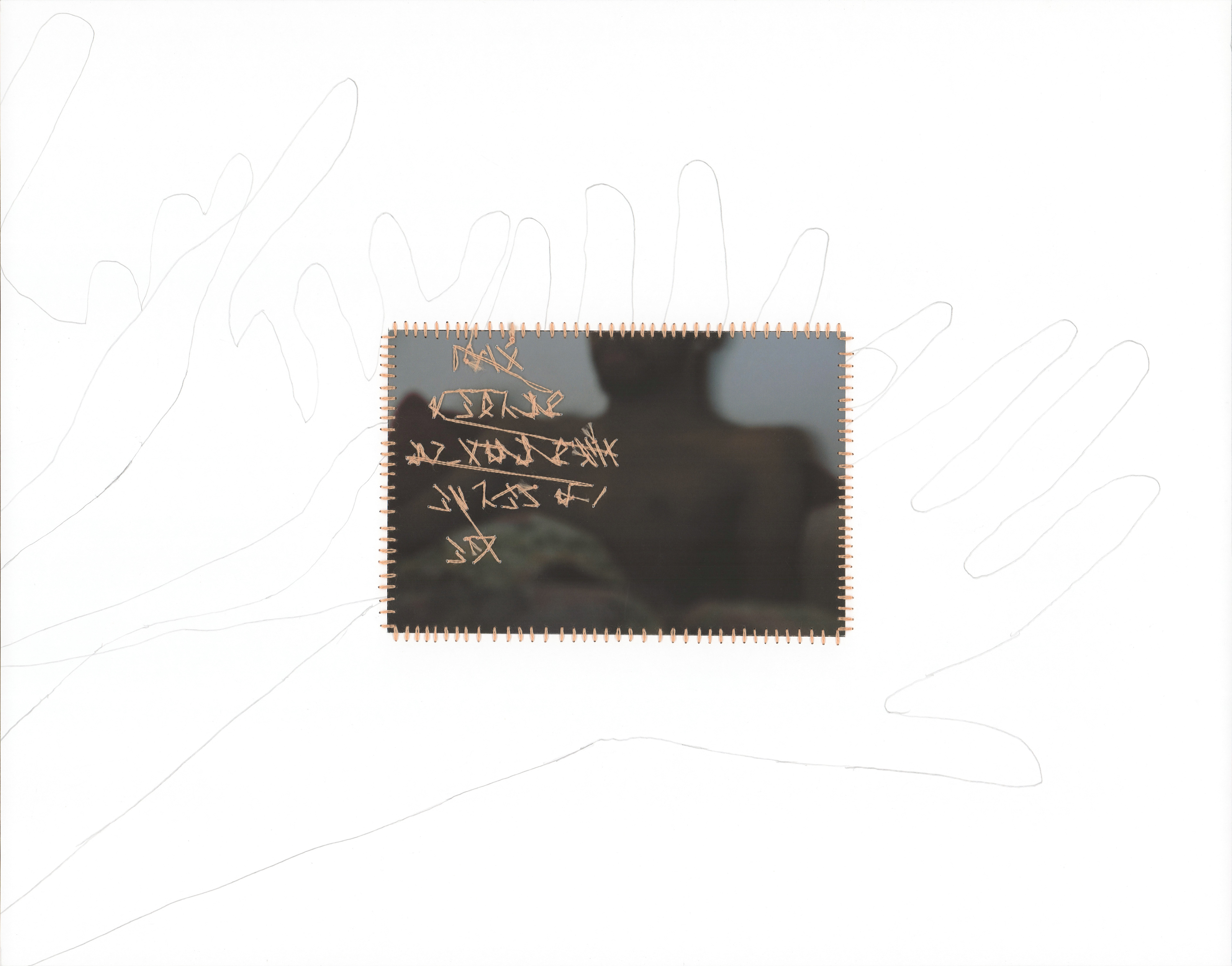 i'm scared he's going to leave me, 11” x 14”, Premium Matte Paper, Inkjet Print, Embroidery Floss, Graphite, Overthinking, 2022-2024