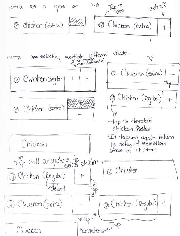 Adding extra or light topping amount sketch