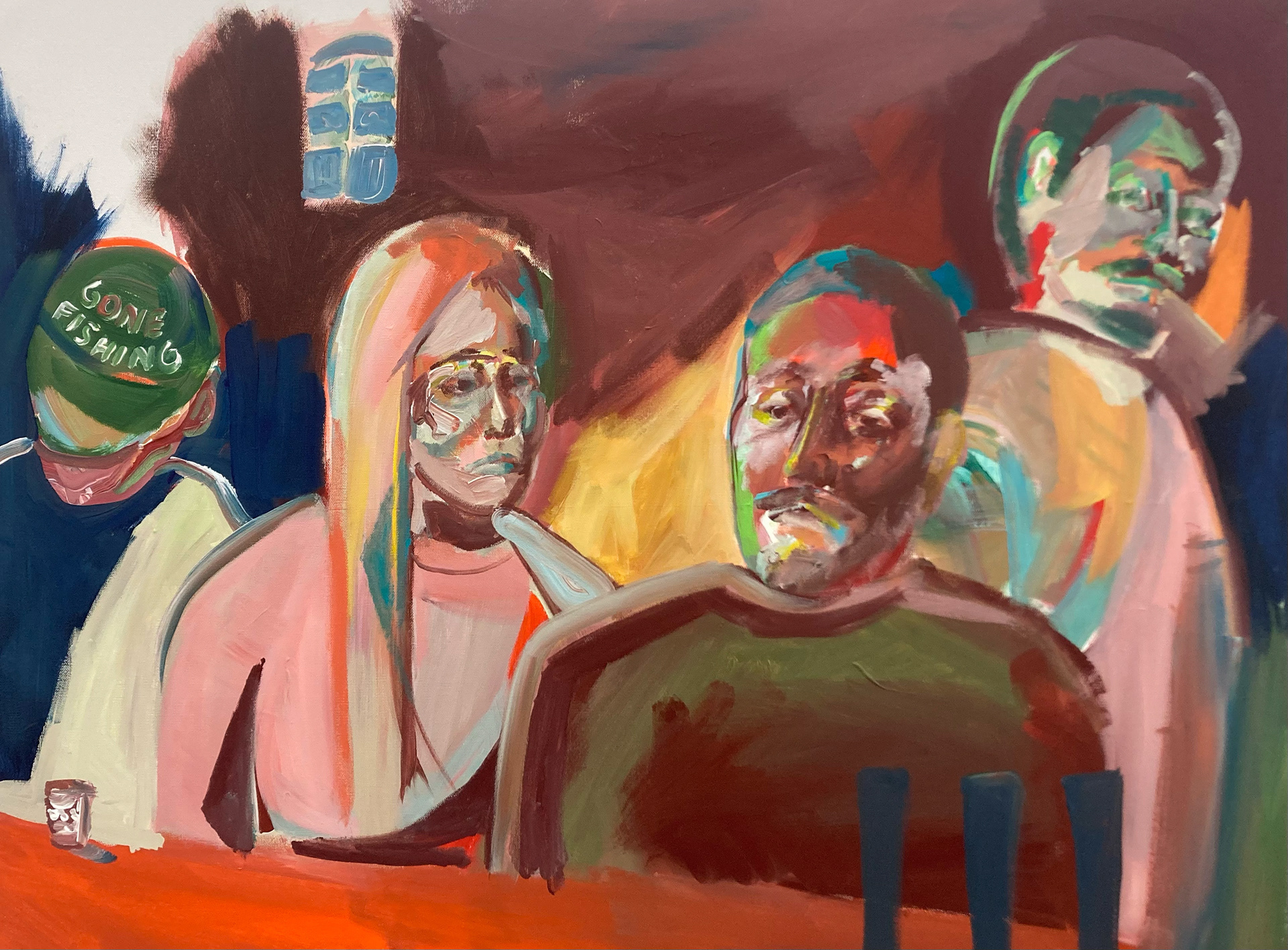 Bar Scene, 30” x 40”, Acrylic on Canvas, 2024