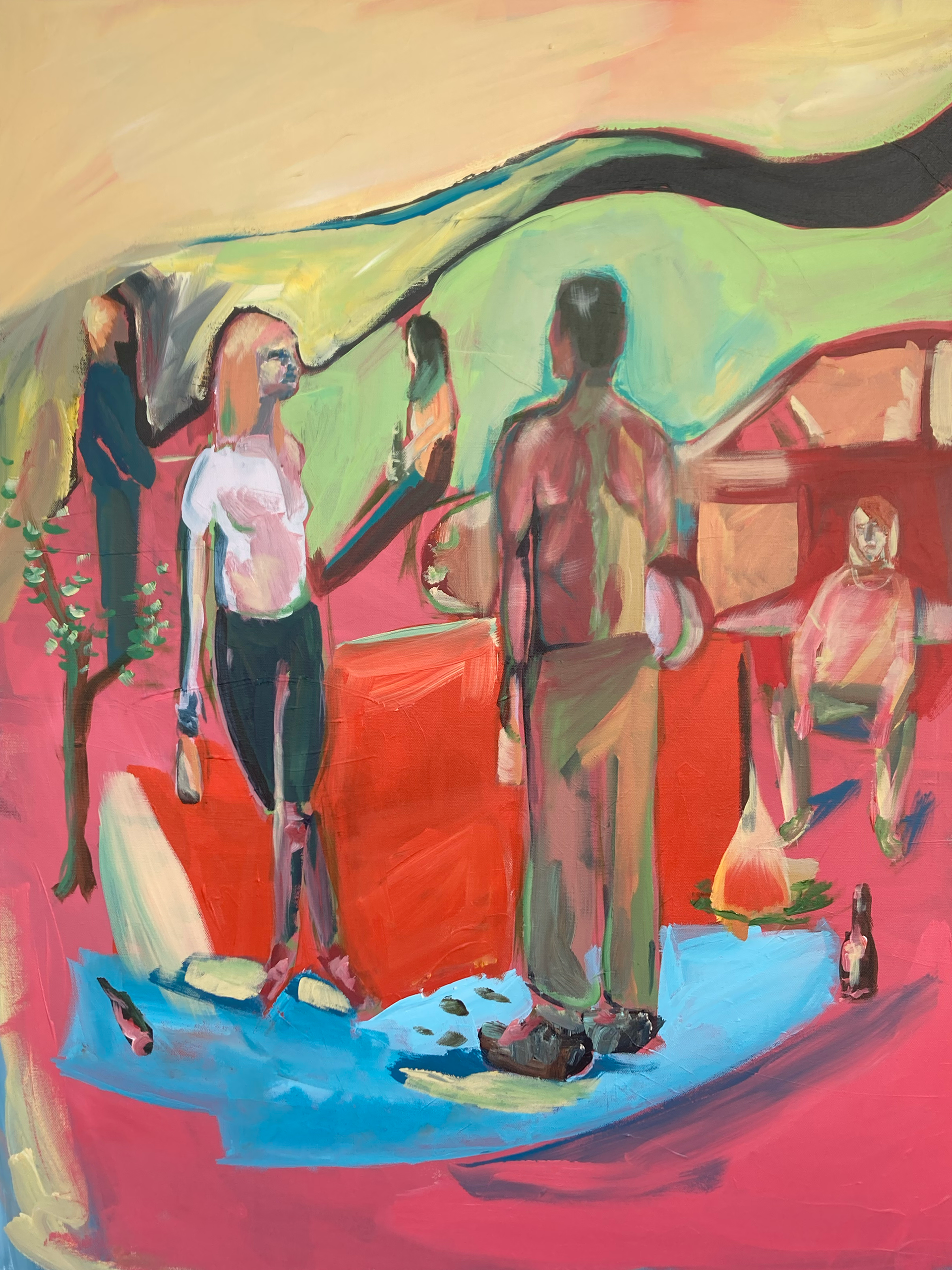 drinking from the river,  we were silt after all, 30” x 40”, Acrylic on Canvas, 2024