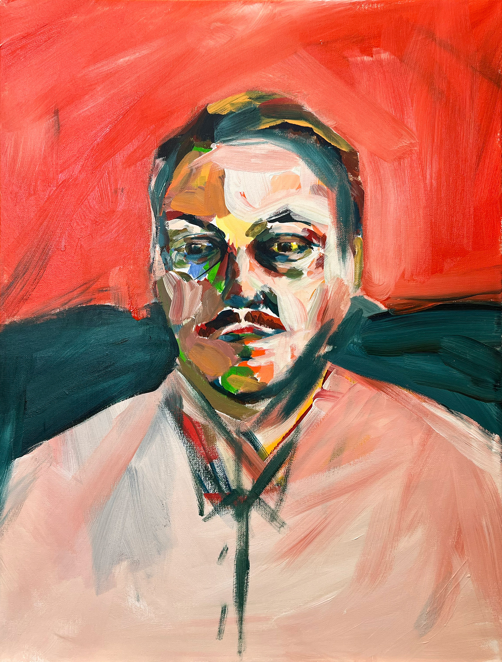 Self-Portrait, Acrylic on Canvas, 18" x 24", 2025