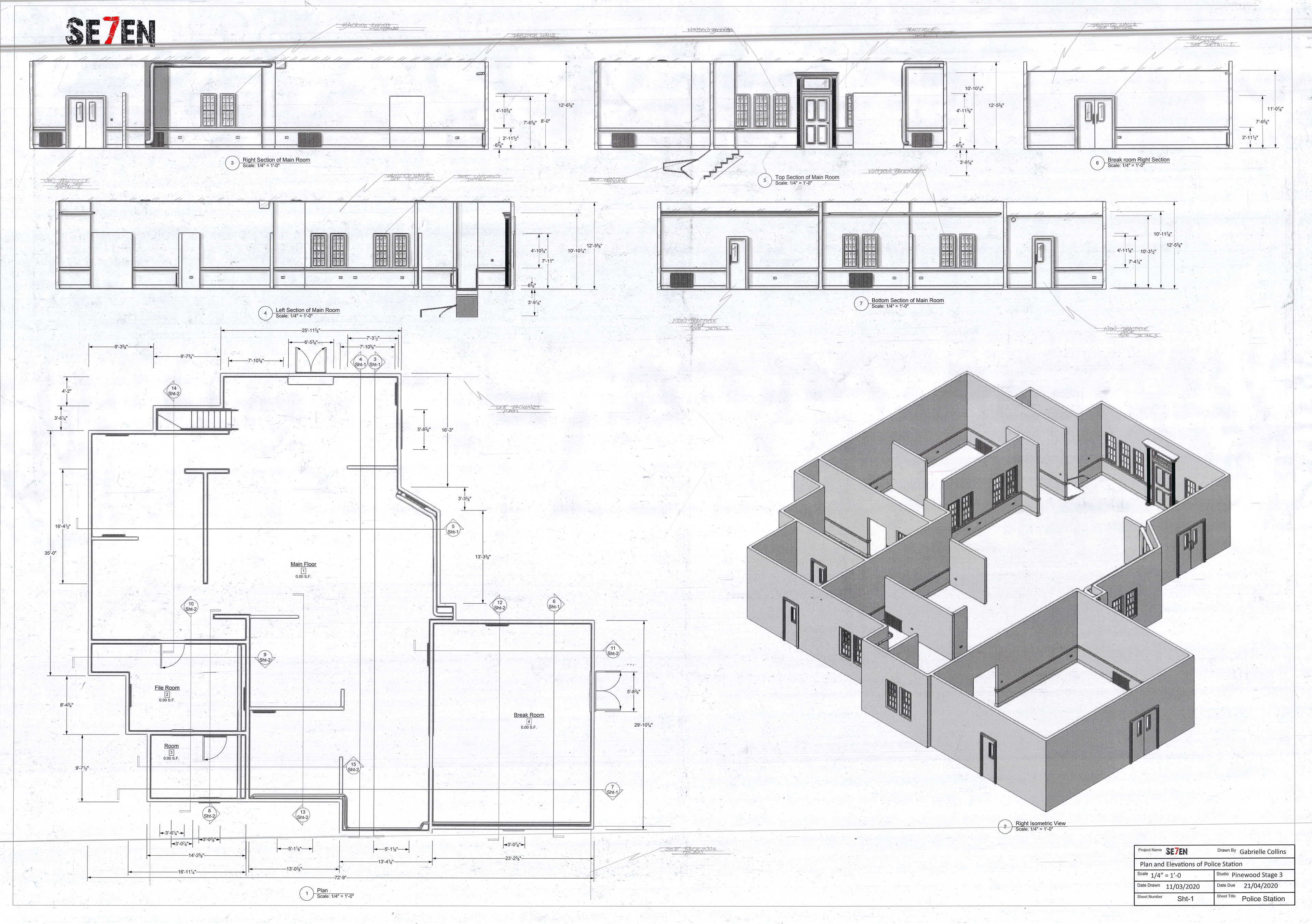 Police Station Floor Plan and Elevations