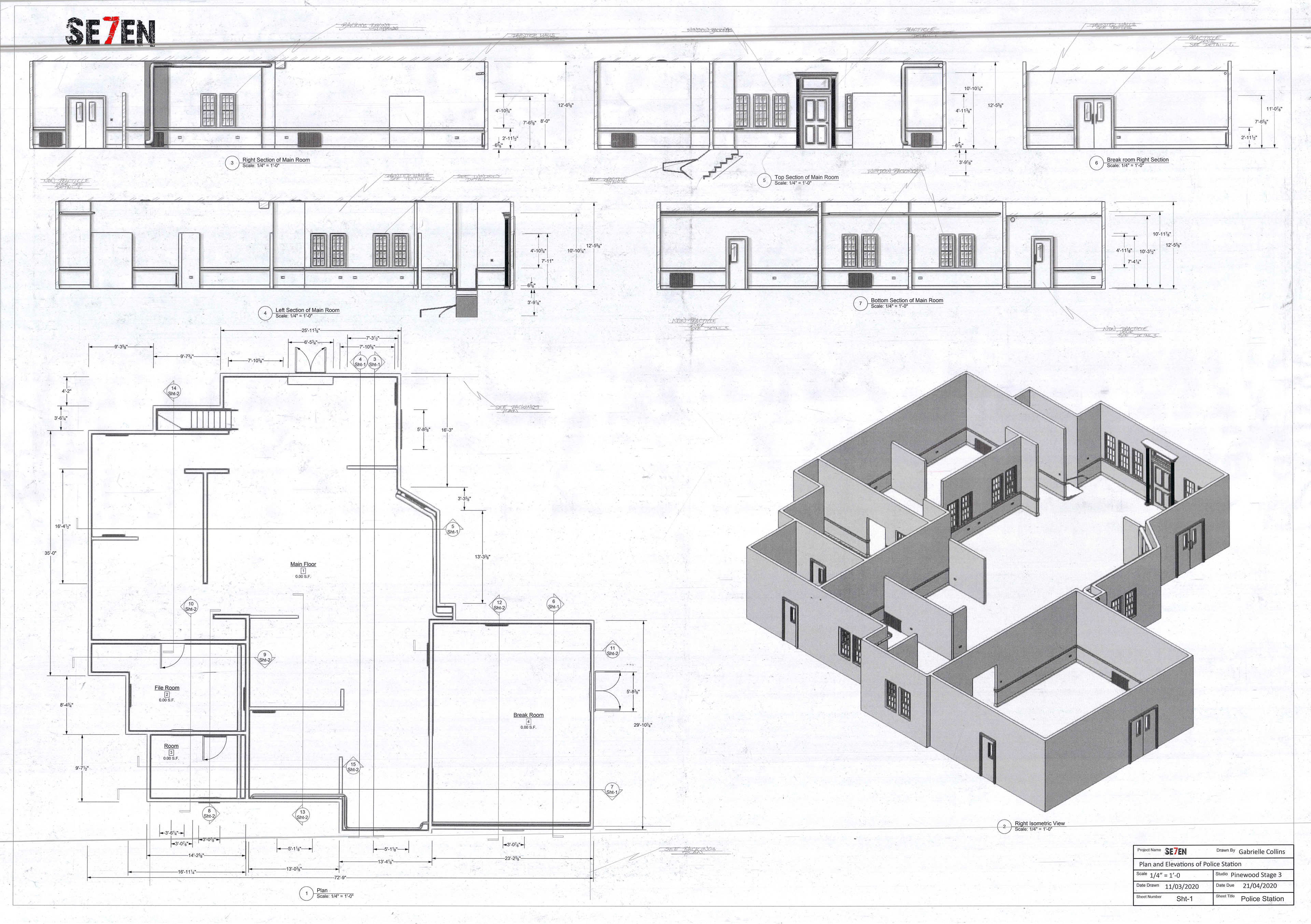 Police Station Floor Plan and Elevations