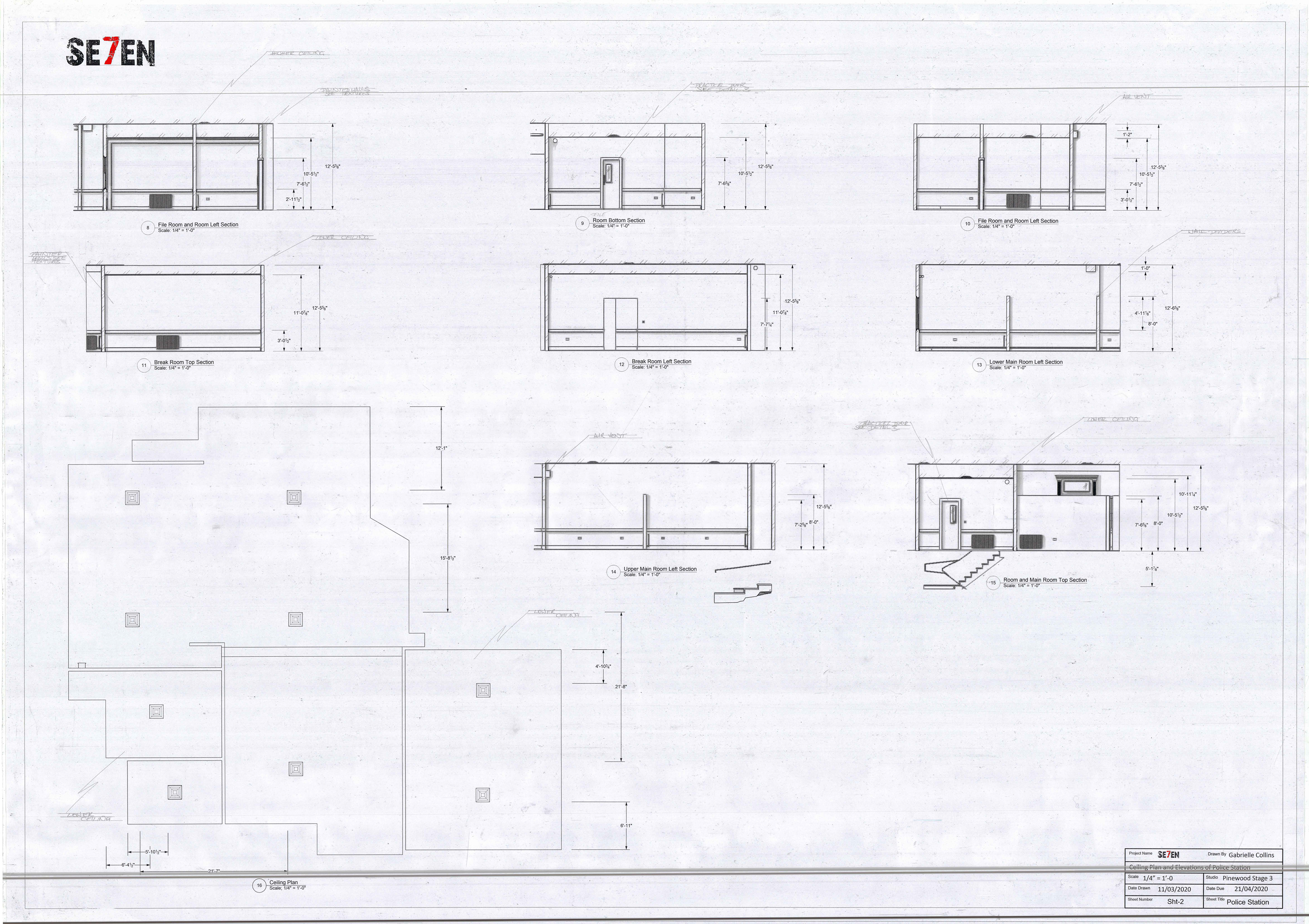 Police Station Ceiling Plan and Elevations